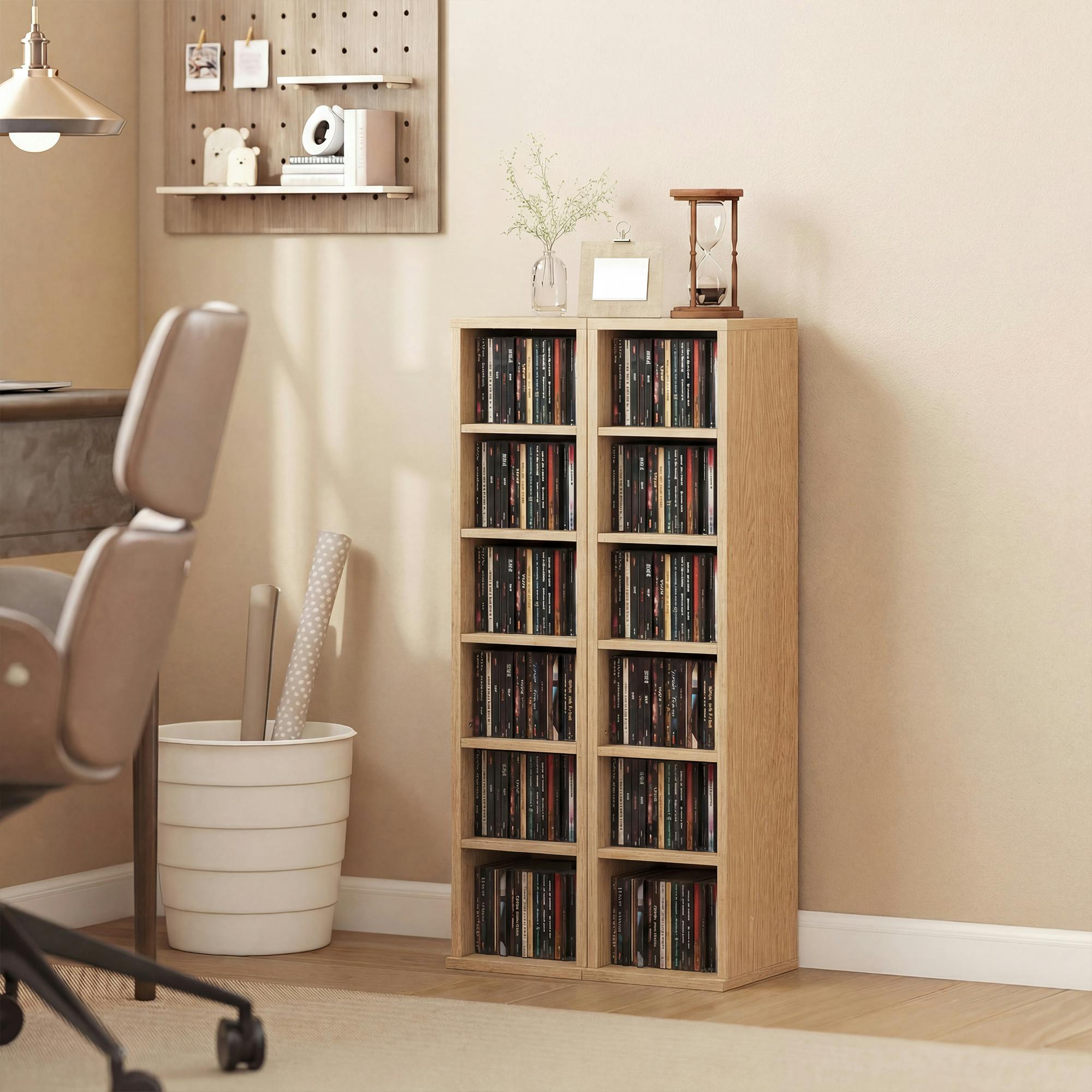 B&Q - Set Of 2 Cd Storage Units Dvd Shelf With Adjustable ShelvesNatural - Image 3