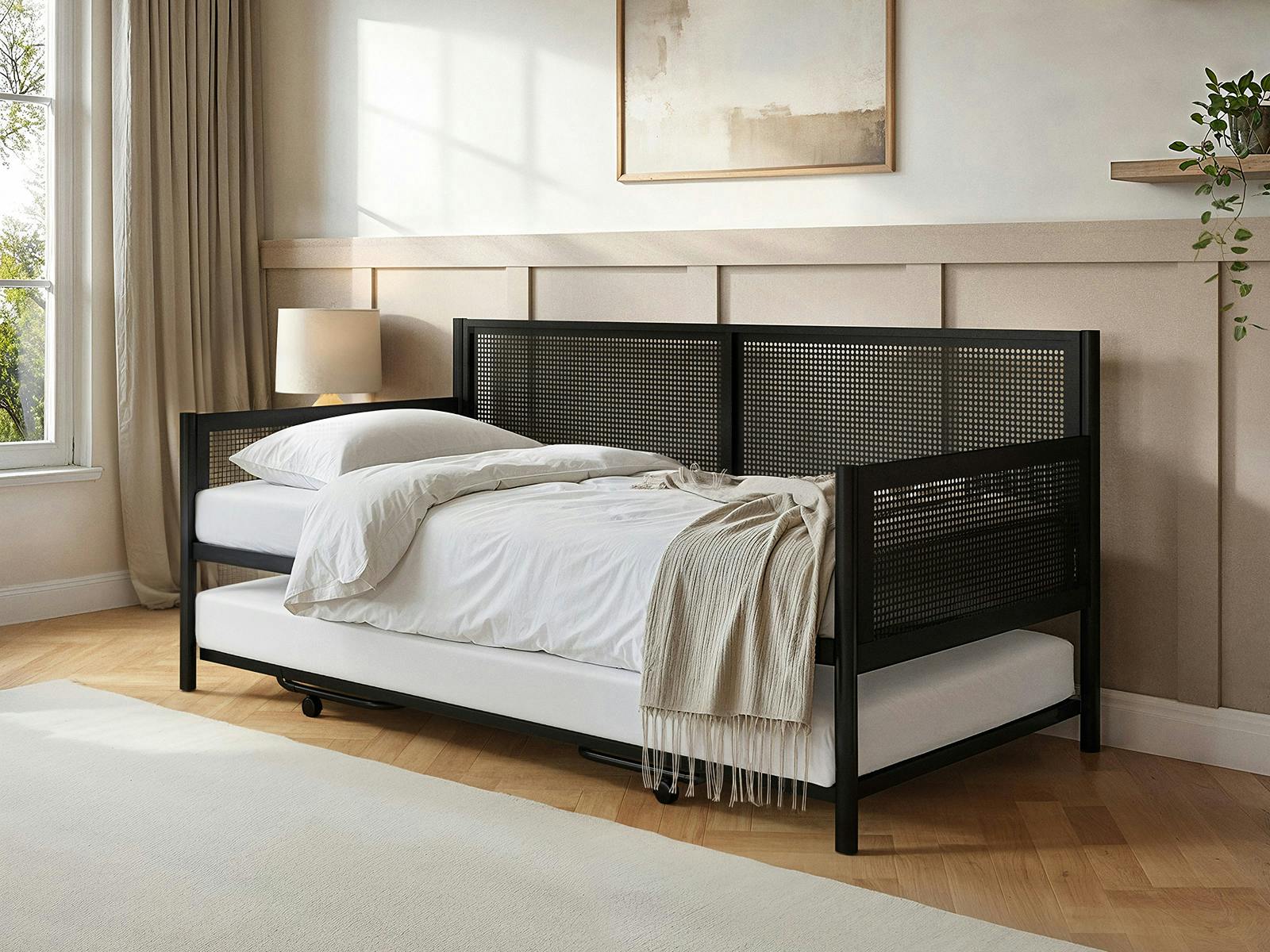 Flair Black Metal Daybed with Trundle - Clay Finish - Modern Design - Small Size - Image 2