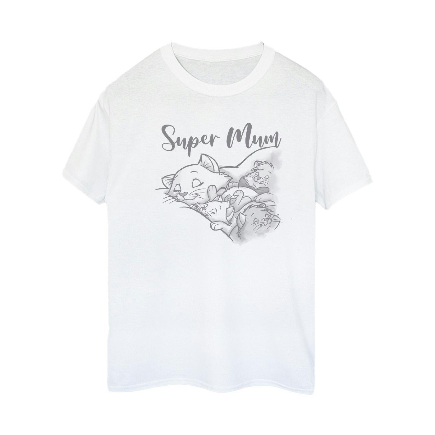 Disney Women's White / The Aristocats Marie Super Mum Cotton Boyfriend T-Shirt - Xxl