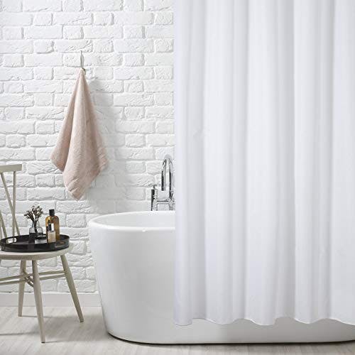 Kav White Shower Curtains, Mould Proof & Mildew Resistant Extra Long/Extra Wide Shower Curtain Liner 100% Polyester (Choose Your Size From Drop Down) - Extra Long 180Cm Width X 180 Cm Drop