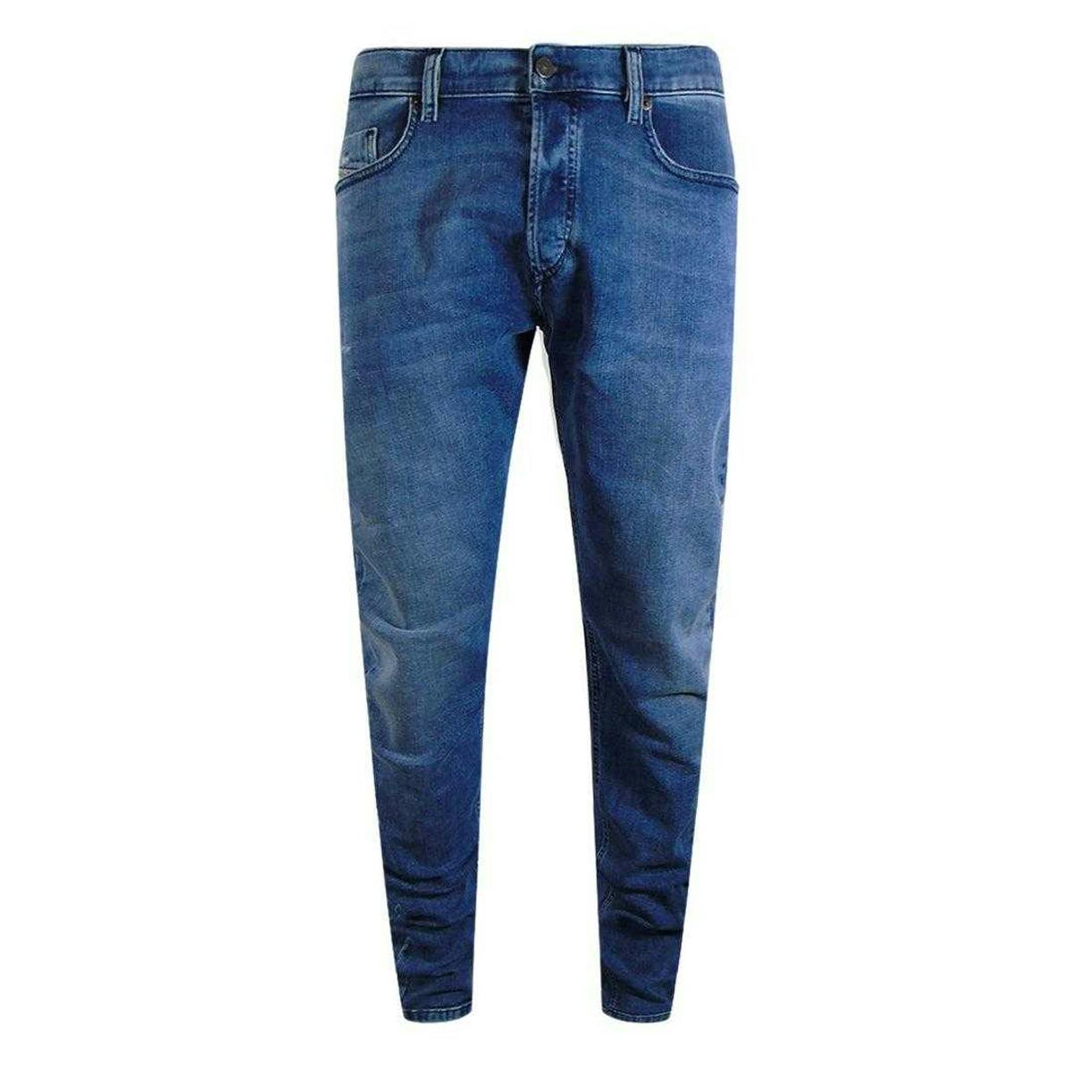Diesel Men's Blue Tepphar-X Denim Leather Badge Jeans - 29R - 98% Cotton/2% Elastane