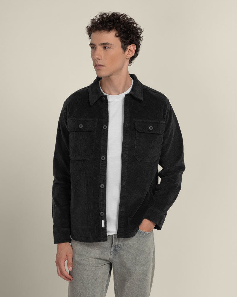 Larsson & Co Tisvilde - Corduroy Overshirt - Charcoal - Xl