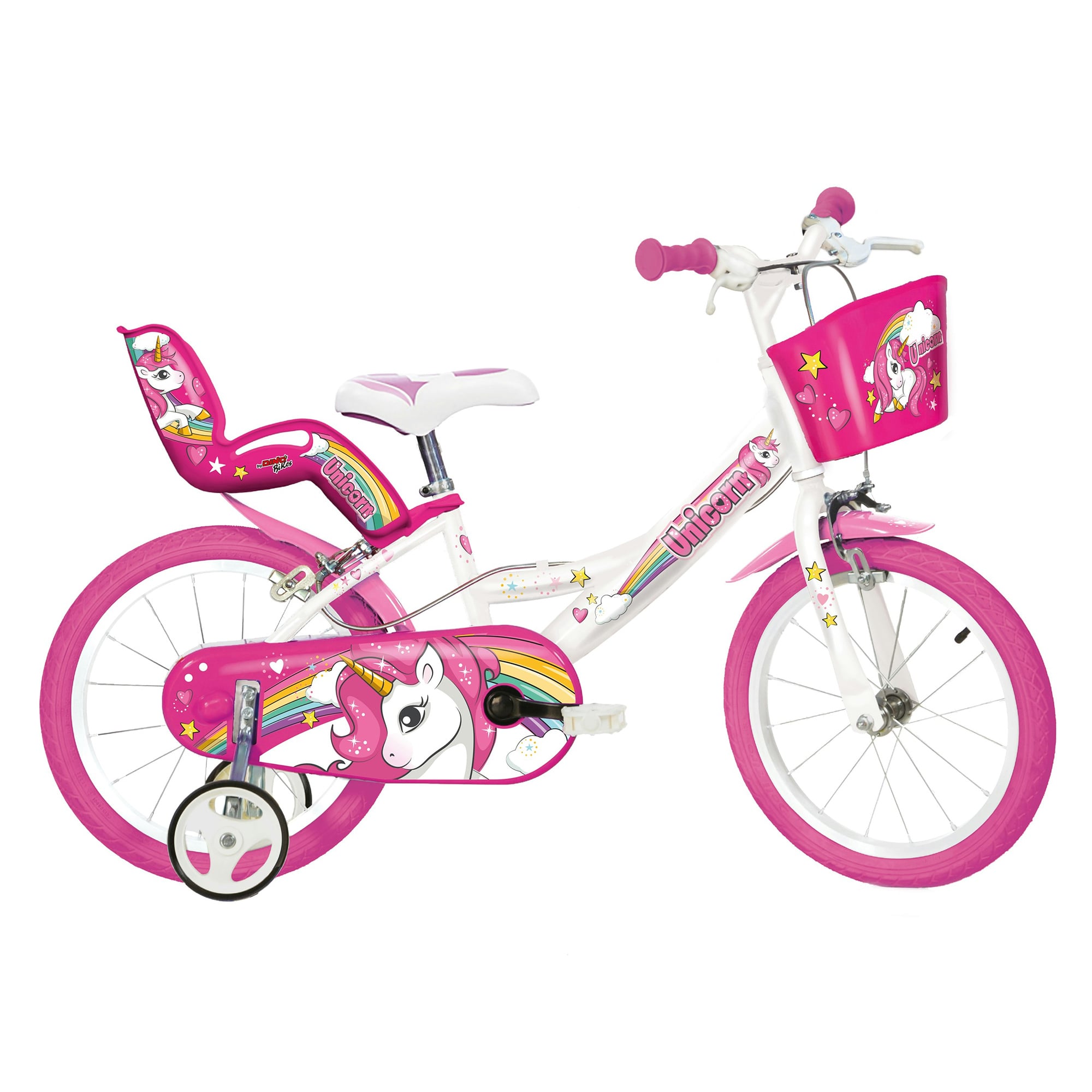 Dino Bikes Pink/White Unicorn Bicycle 14 Inch - 14 Inch - 4 To 7 - And