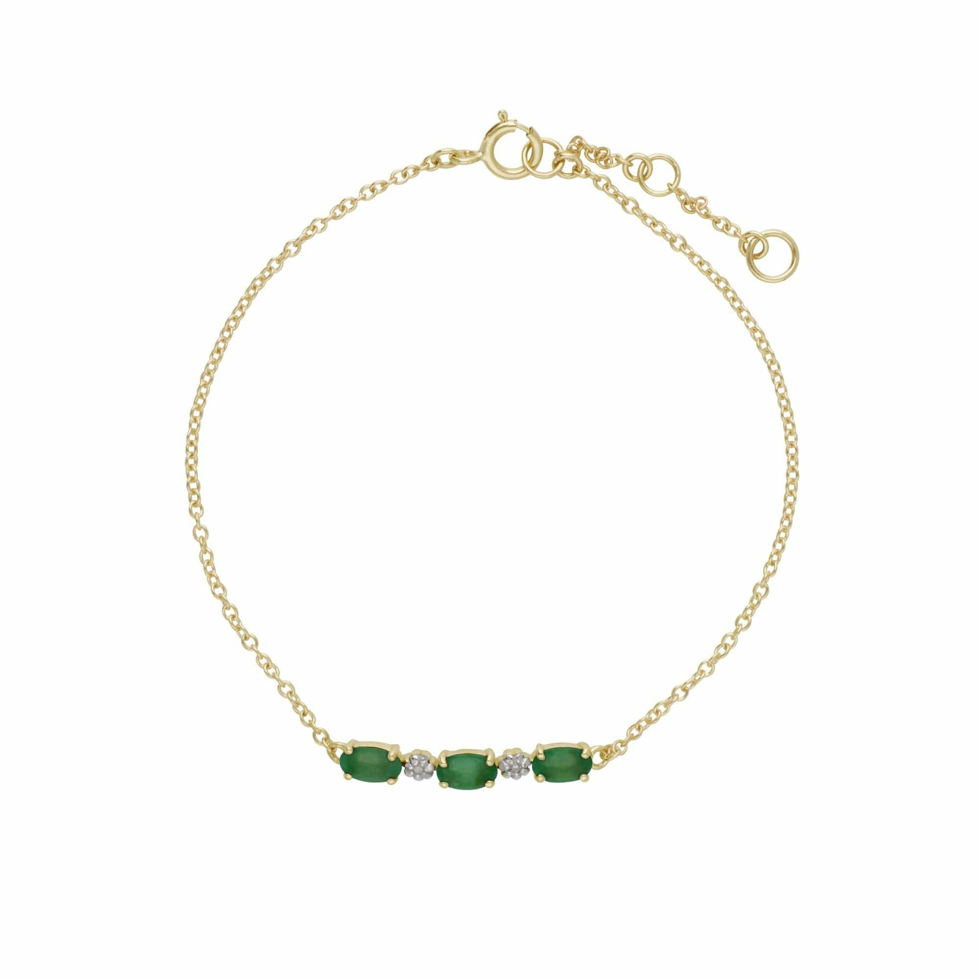 Gemondo Yellow/Gold Classic Oval Emerald & Diamond Bracelet In 9Ct