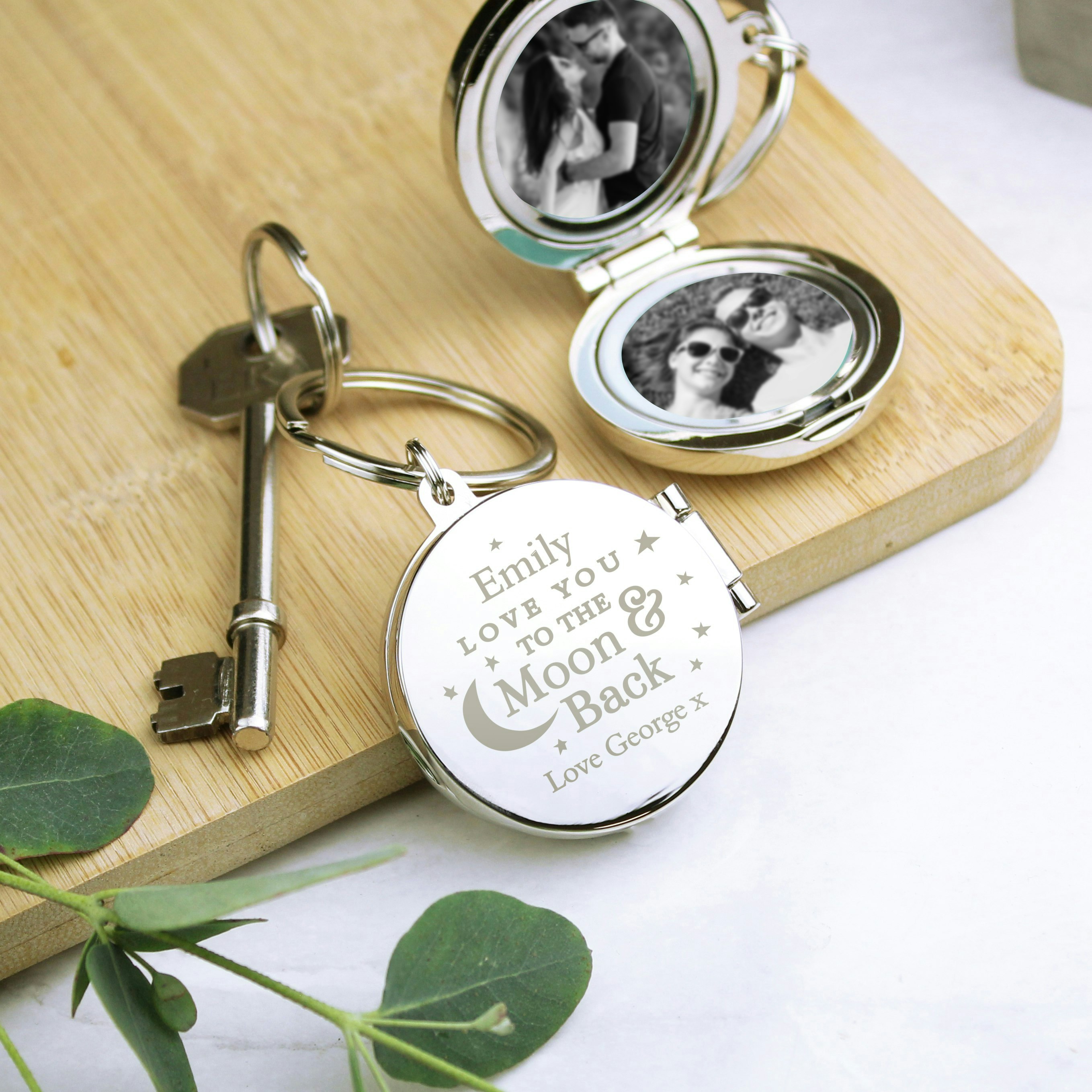 Personalised Memento Company Silver Personalised To The Moon And Back...Photo Keyring