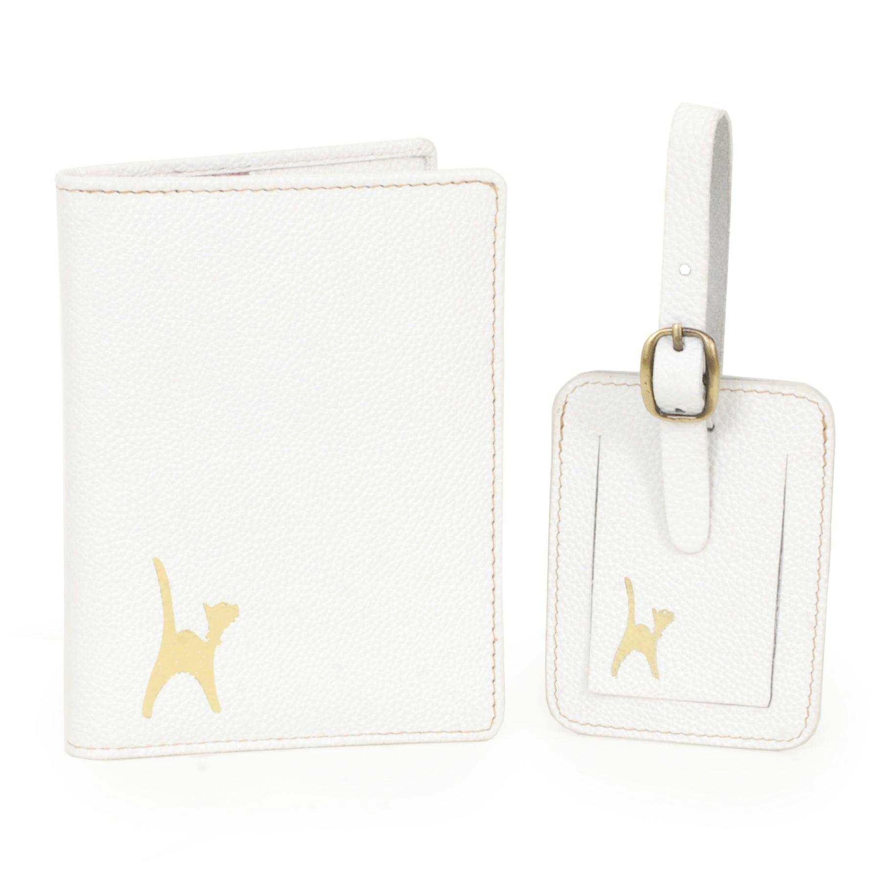 Catwalk Collection Handbags White Gift Set - Luggage Tag & Passport Cover
