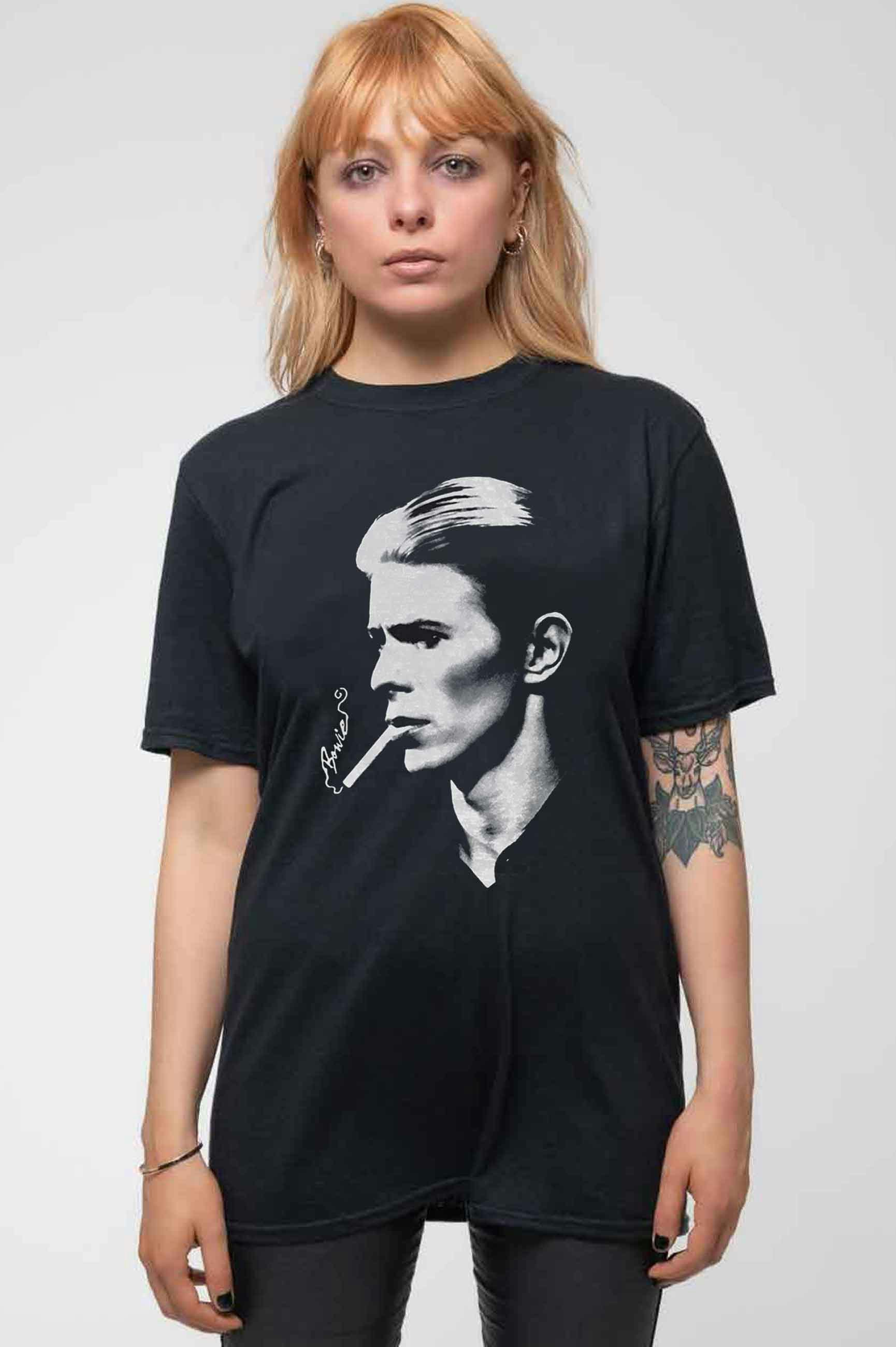 Paradiso Clothing Unisex Black David Bowie Smoke Side Profile T Shirt - Xl