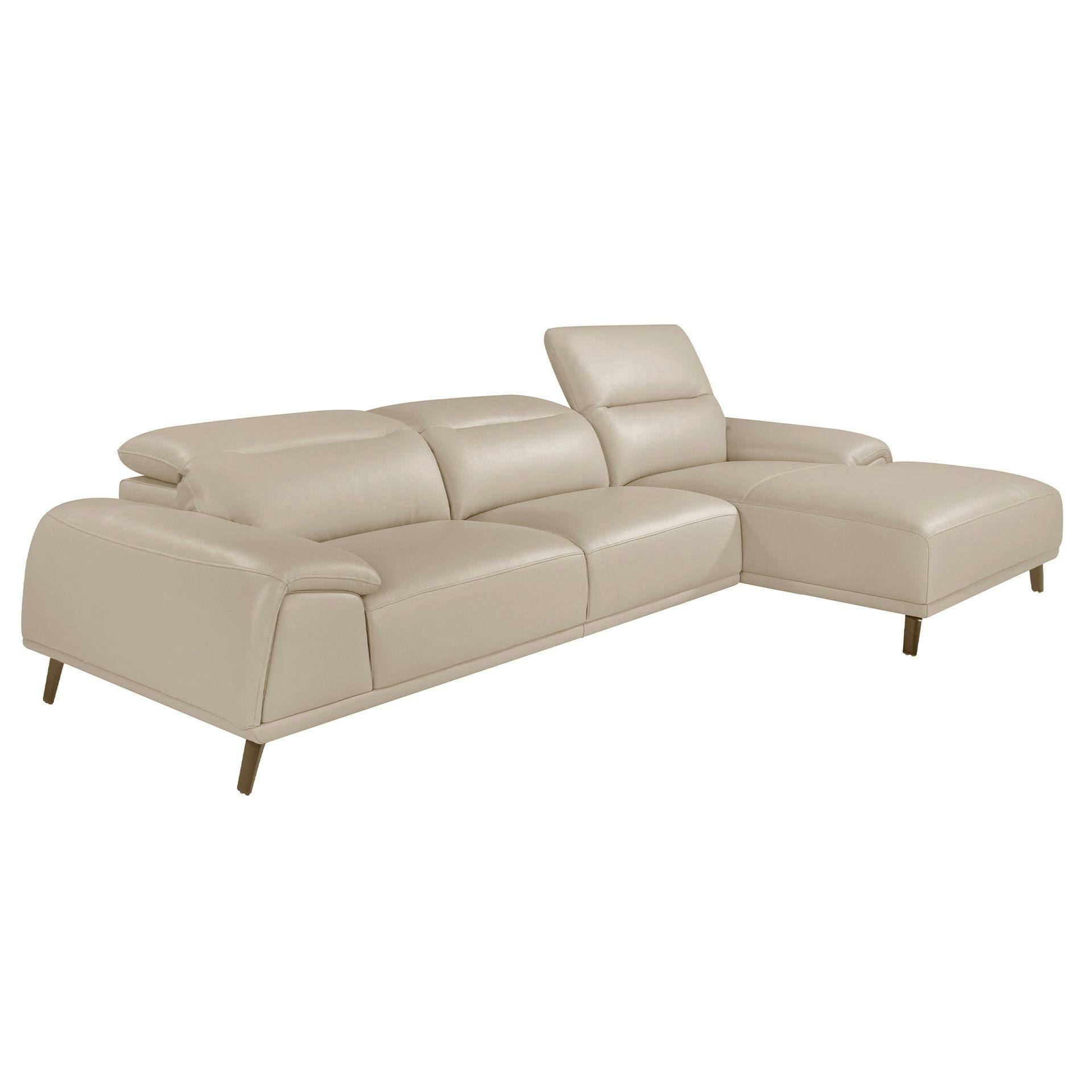 Angel Cerdá Grey Corner Sofa In Taupe Leather 6149/6150 - Right