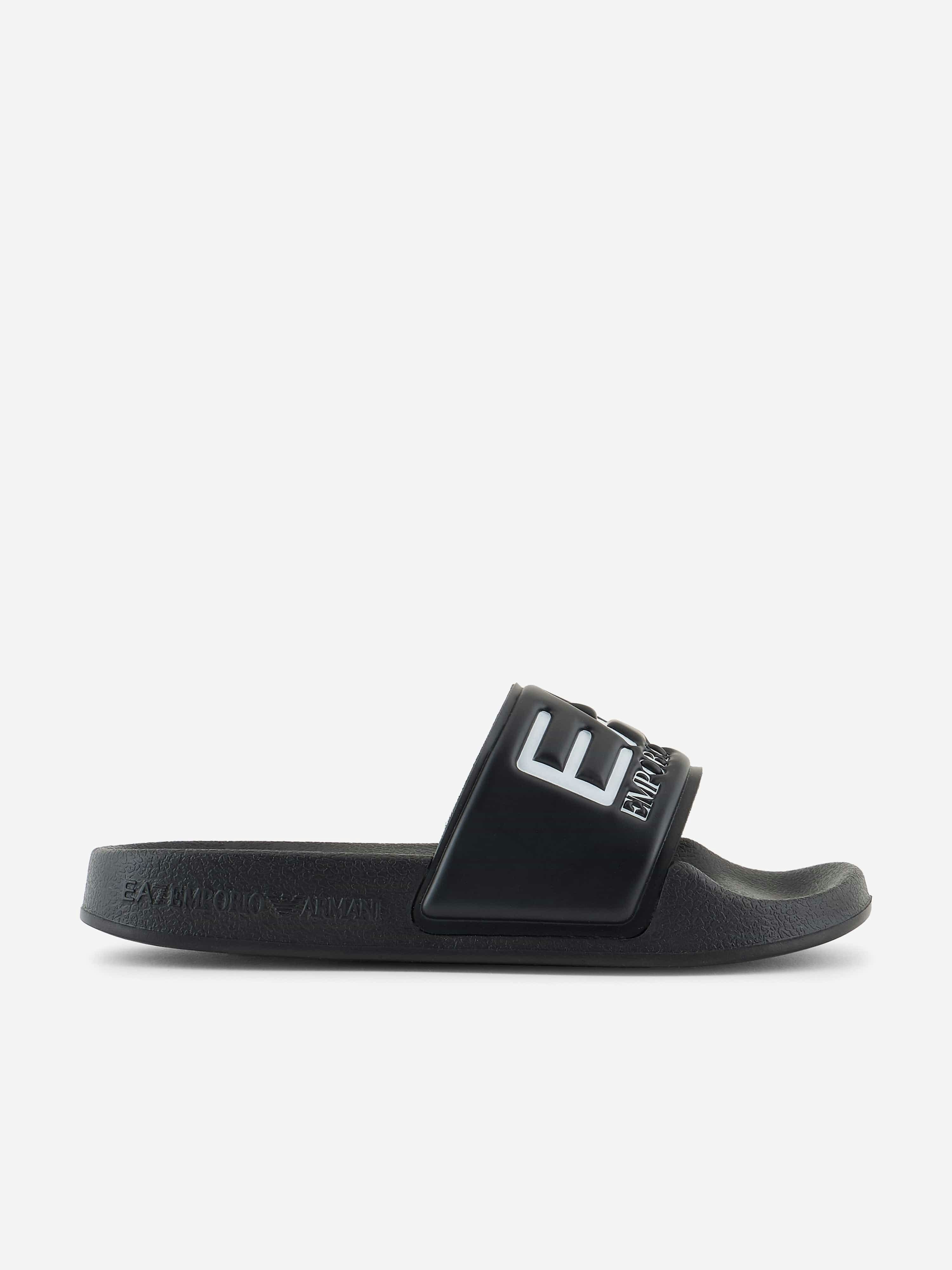 Ea7 Emporio Armani Boys Black Logo Sliders In - Eu 28 Uk 10