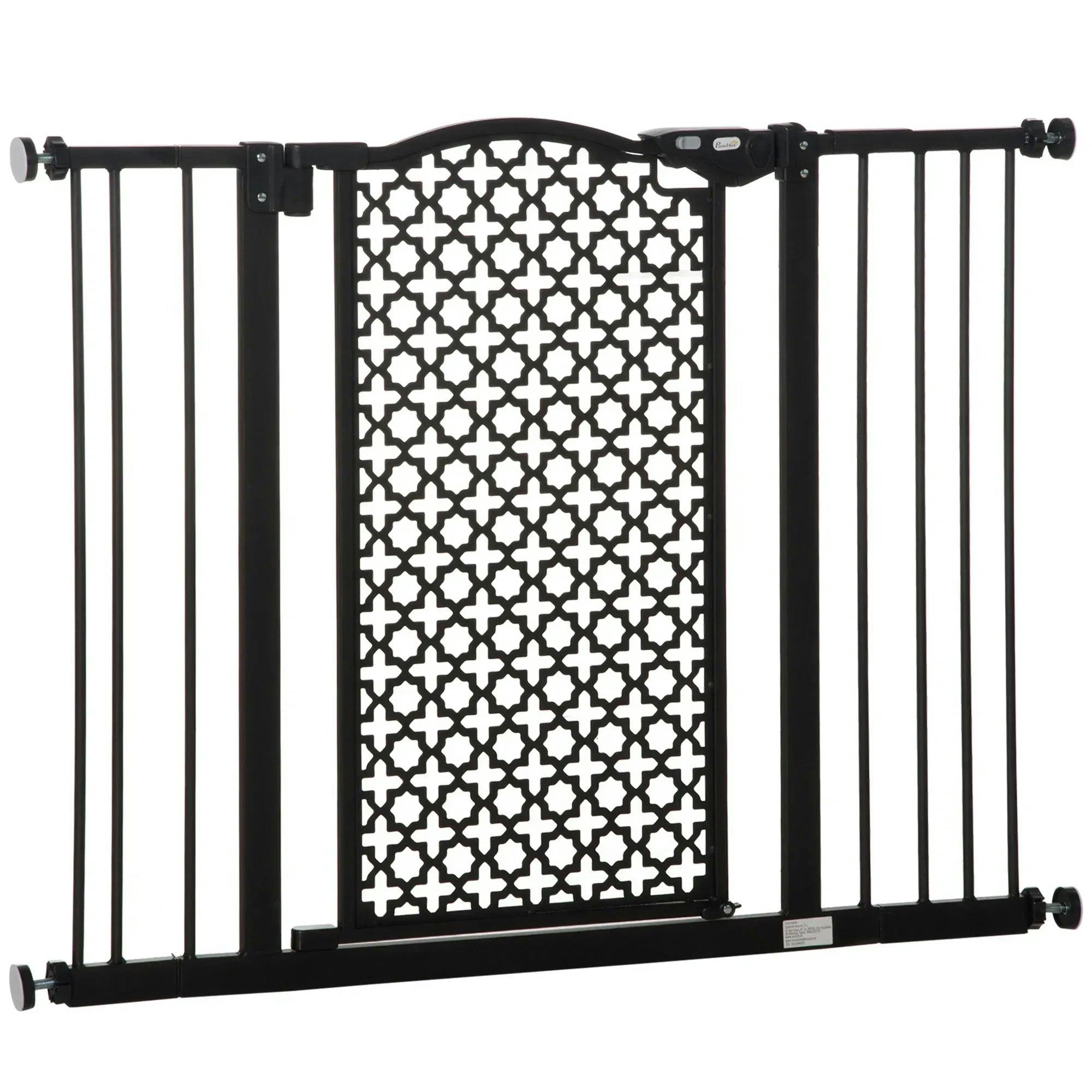 Pawhut Black Pet Safety Gate Barrier Stair Pressure Fit Double Locking For Doorways In - Image 8
