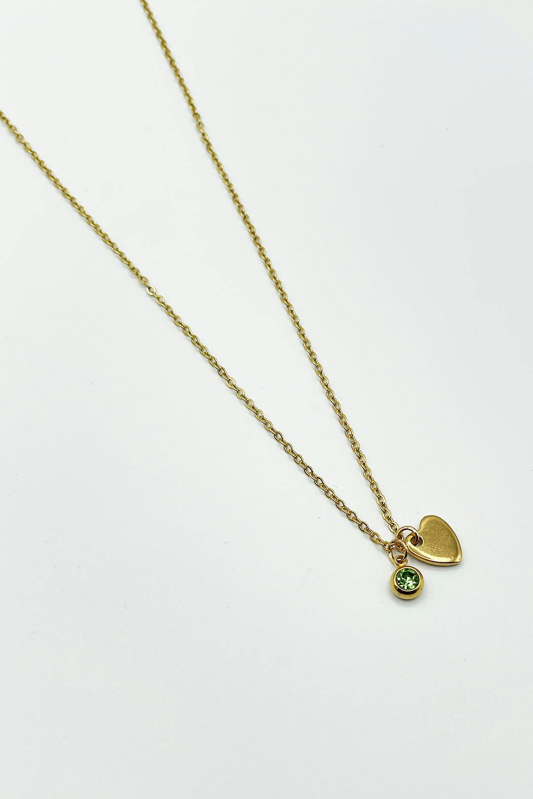 Svnx Gold Mini Heart & August Birthstone Necklace In - Gift Boxed