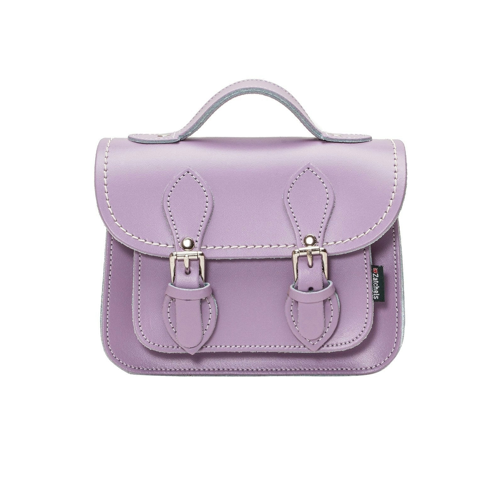 Zatchels Silver Handmade Leather Micro Satchel - Pastel Violet - Small