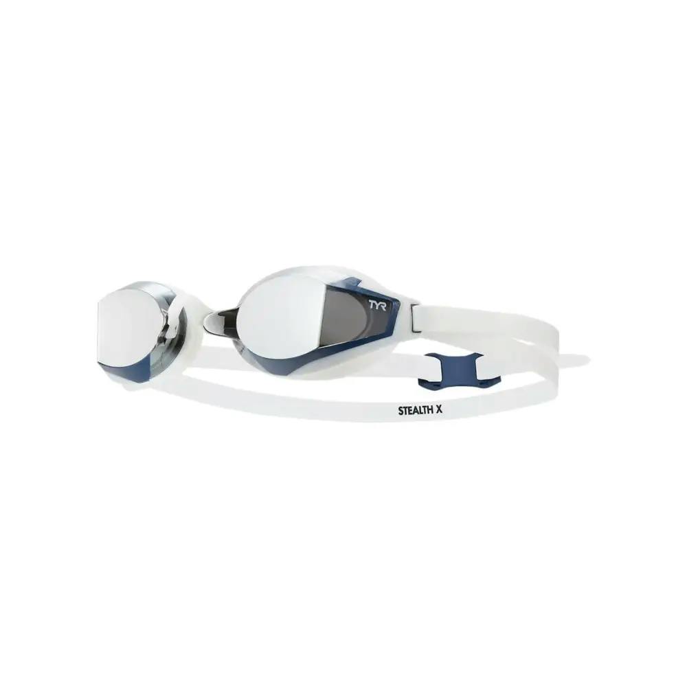 Tyr Silver/White Stealth-X Racing Goggle - Mirrored Lens