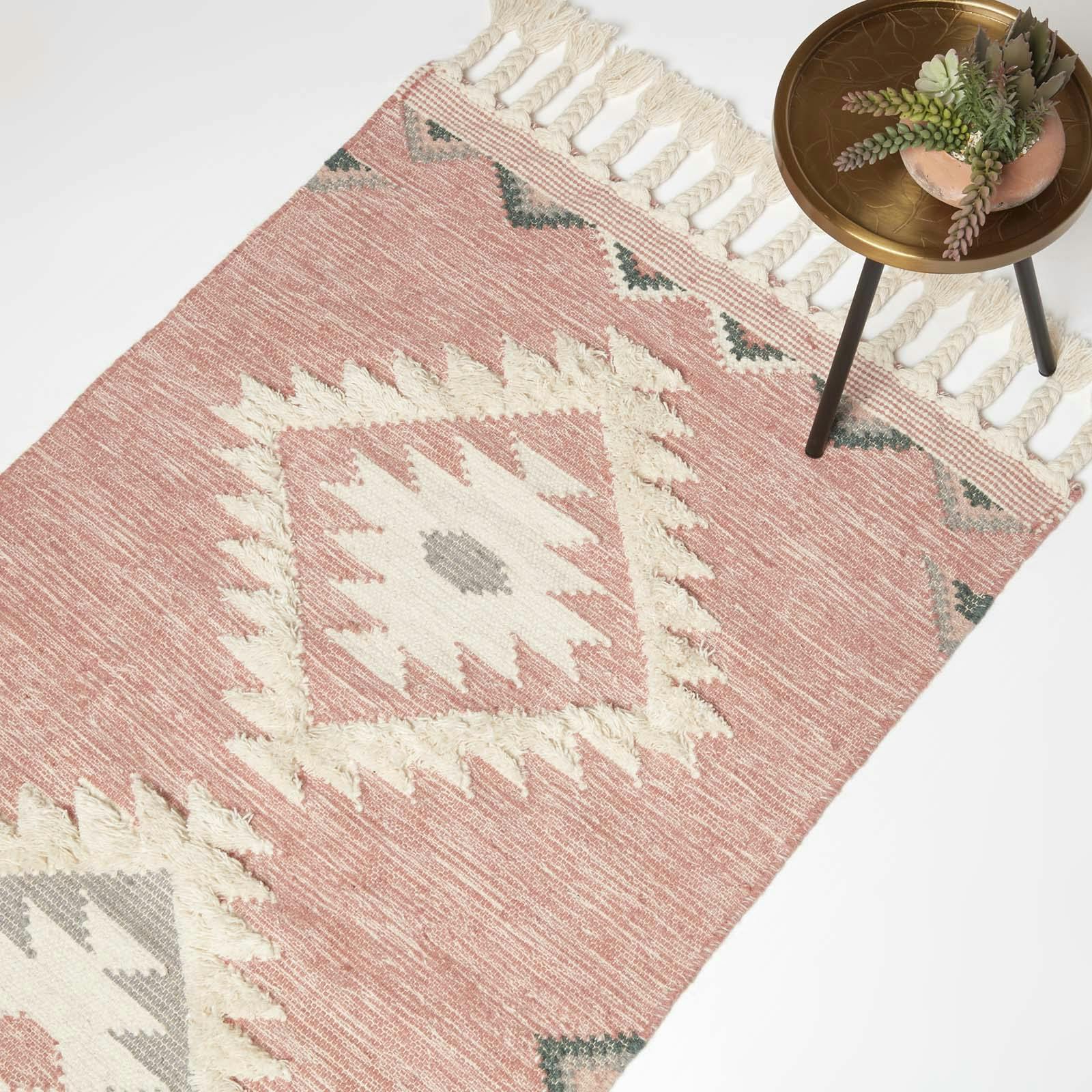 Rackhams Pink Pali Kilim Wool Rug - 120 X 170 Cm