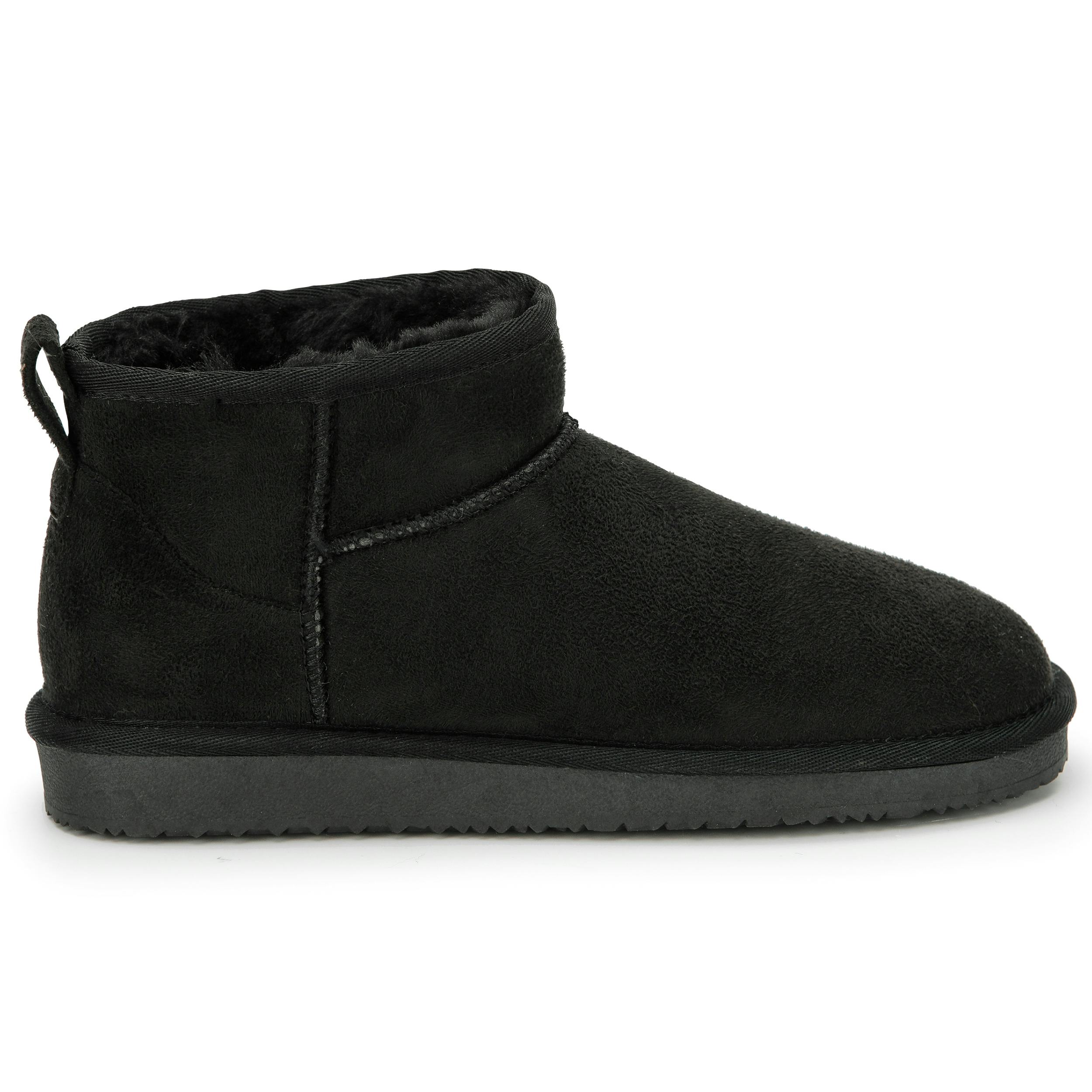 Viva Women's Black Faux Fur Lined Boot Slippers - Memory Foam Anti-Slip Sole - 5