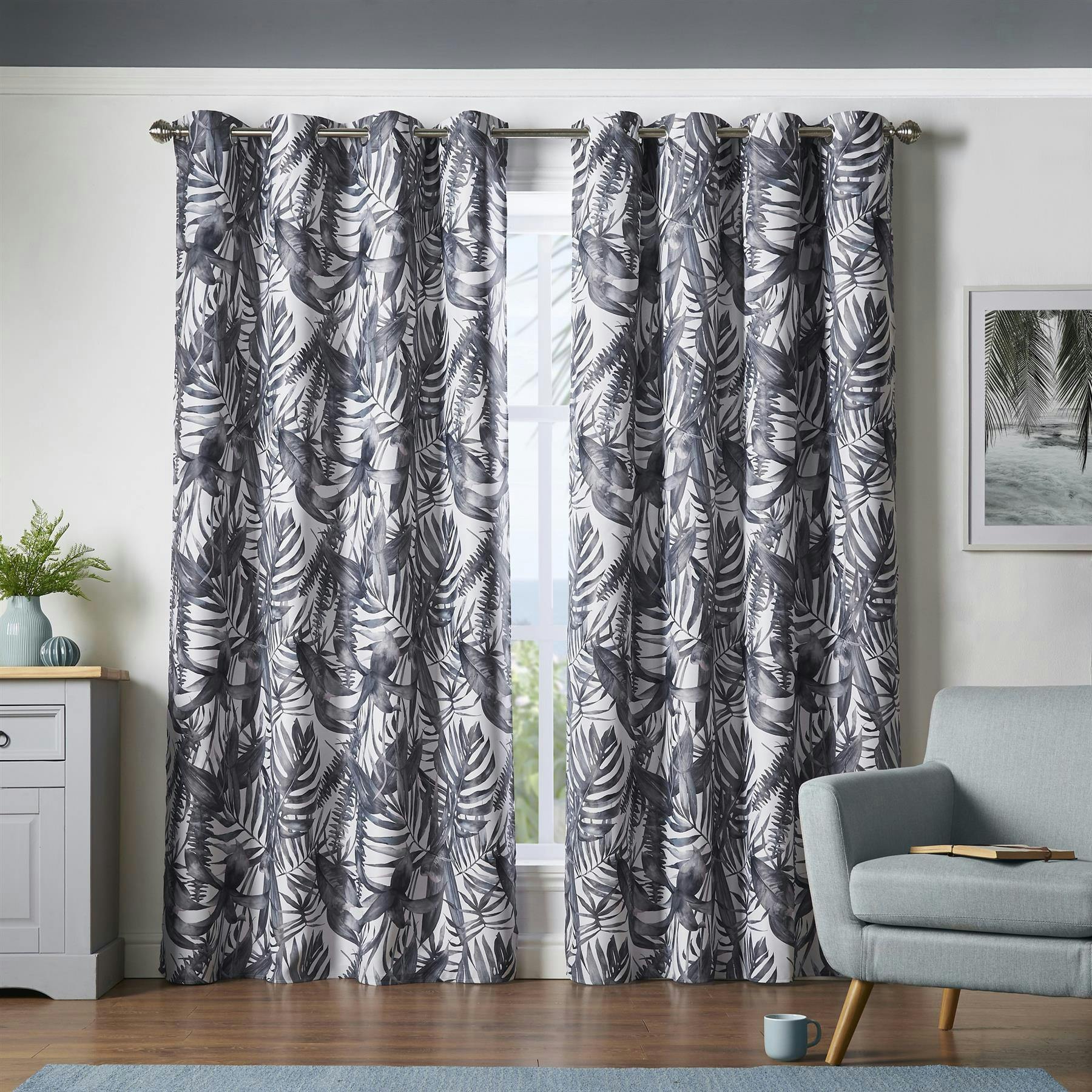 Rackhams Grey Mala Room Darkening Ring Top Curtains - 229Cm Width X 229Cm Drop
