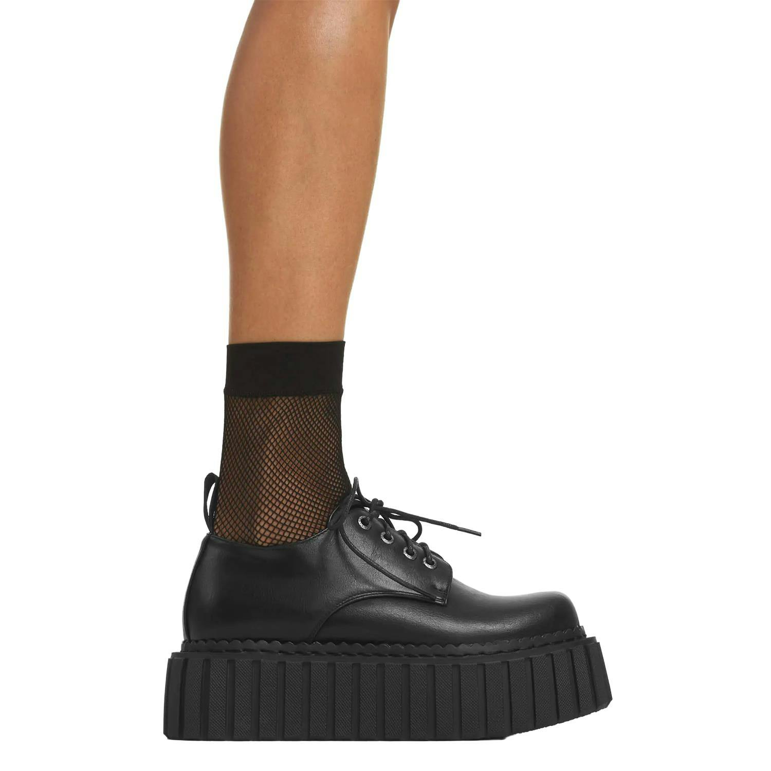 Lamoda Women's Black Freaky Creepy Chunky Creepers Pu Platform Gothic Shoes - Uk5