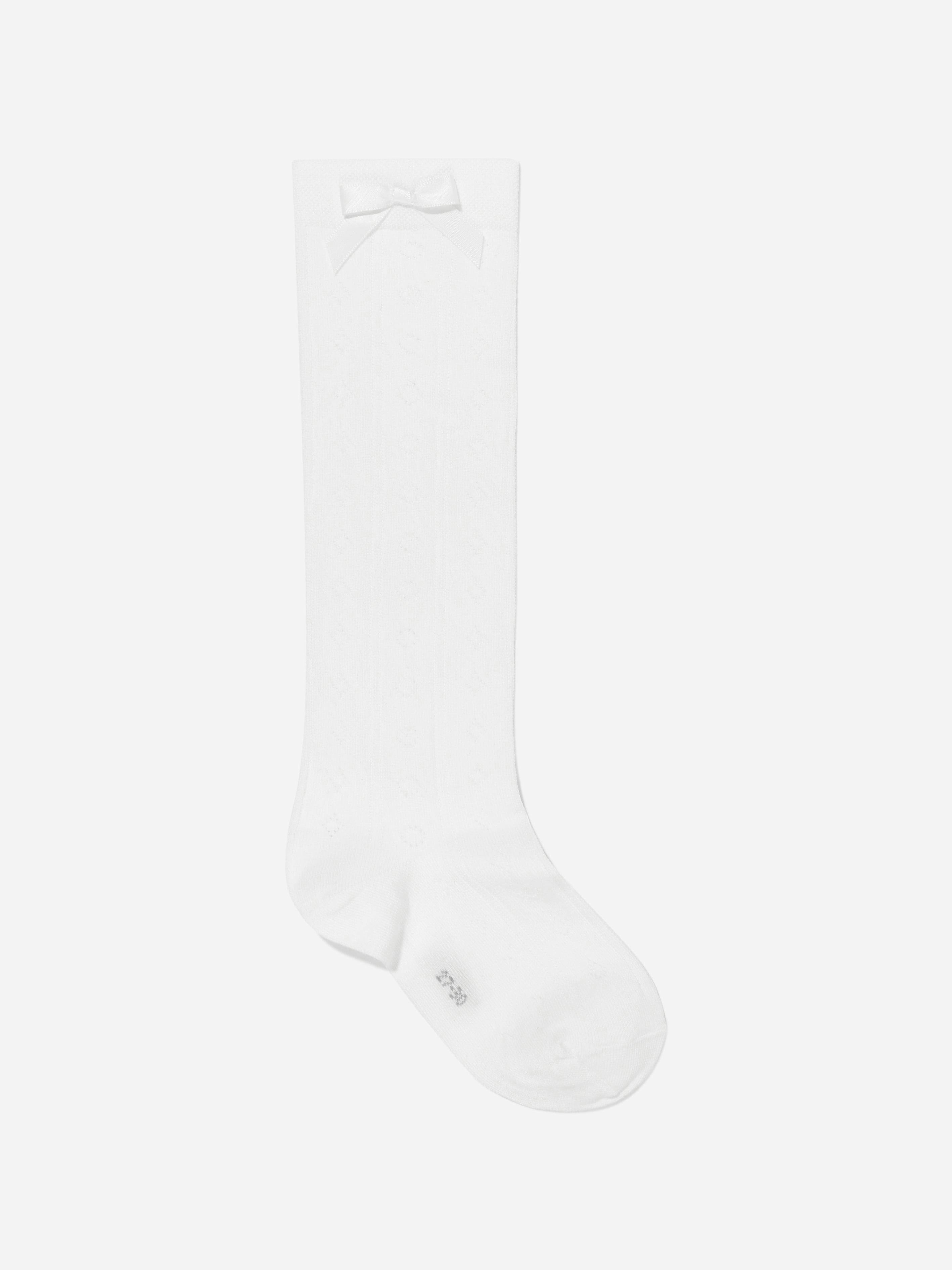Falke Girls White Ajour Knee-High Socks In - Eu 27 - 30 Uk 9.5 - 12