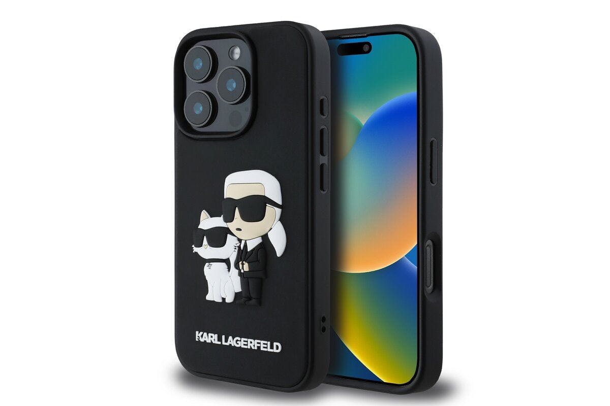 Karl Lagerfeld Black Pu Saffiano Karl & Choupette Case For Iphone 16 Pro Max 6.9" - Klhcp16xsankcpk