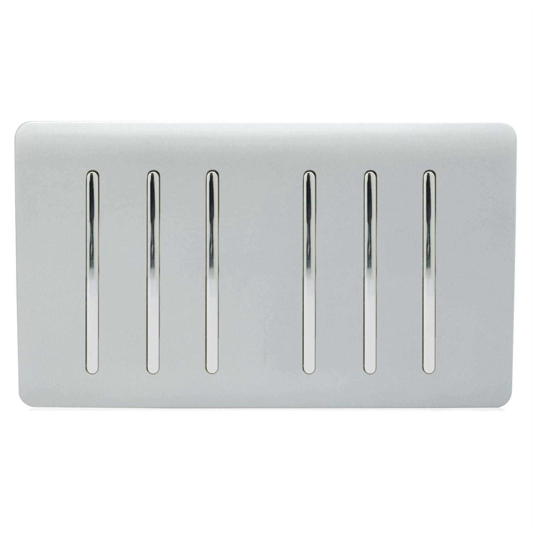 Trendi Switch Trendi Artistic Modern Glossy 6 Gang 2 Way Rocker Double Plate Tactile Light Switch In Silver - Image 5