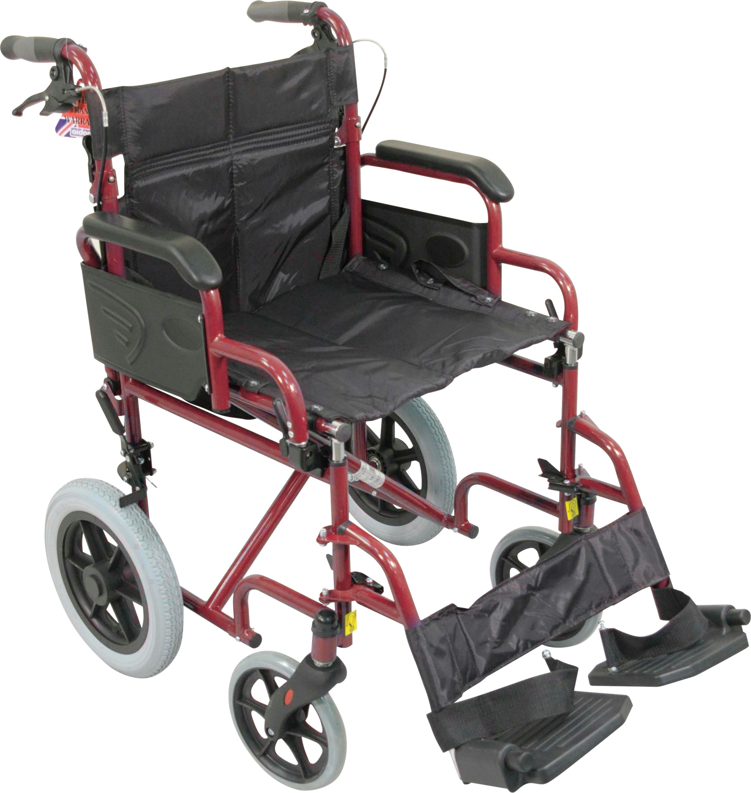 Aidapt Red Deluxe Attendant Propelled Steel Wheelchair