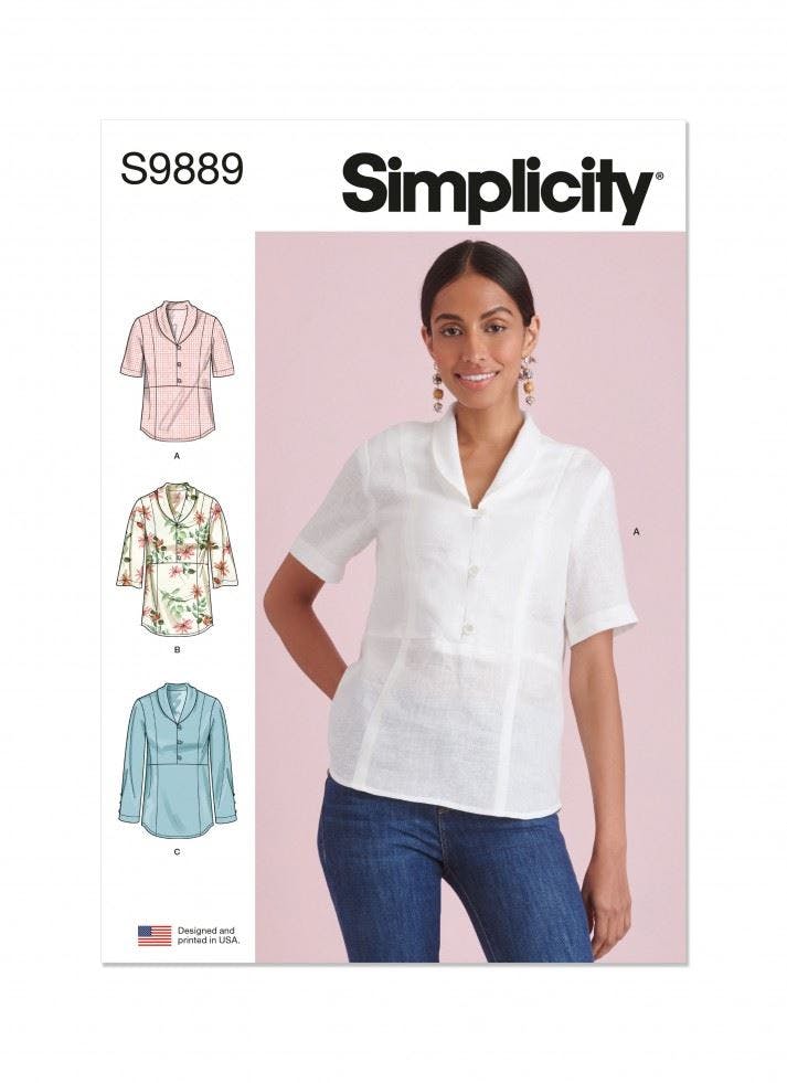 Simplicity Women's Sewing Pattern 9889, Tops For D5 (4-6-8-10-12) - Intermediate - D5 (4-6-8-10-12)