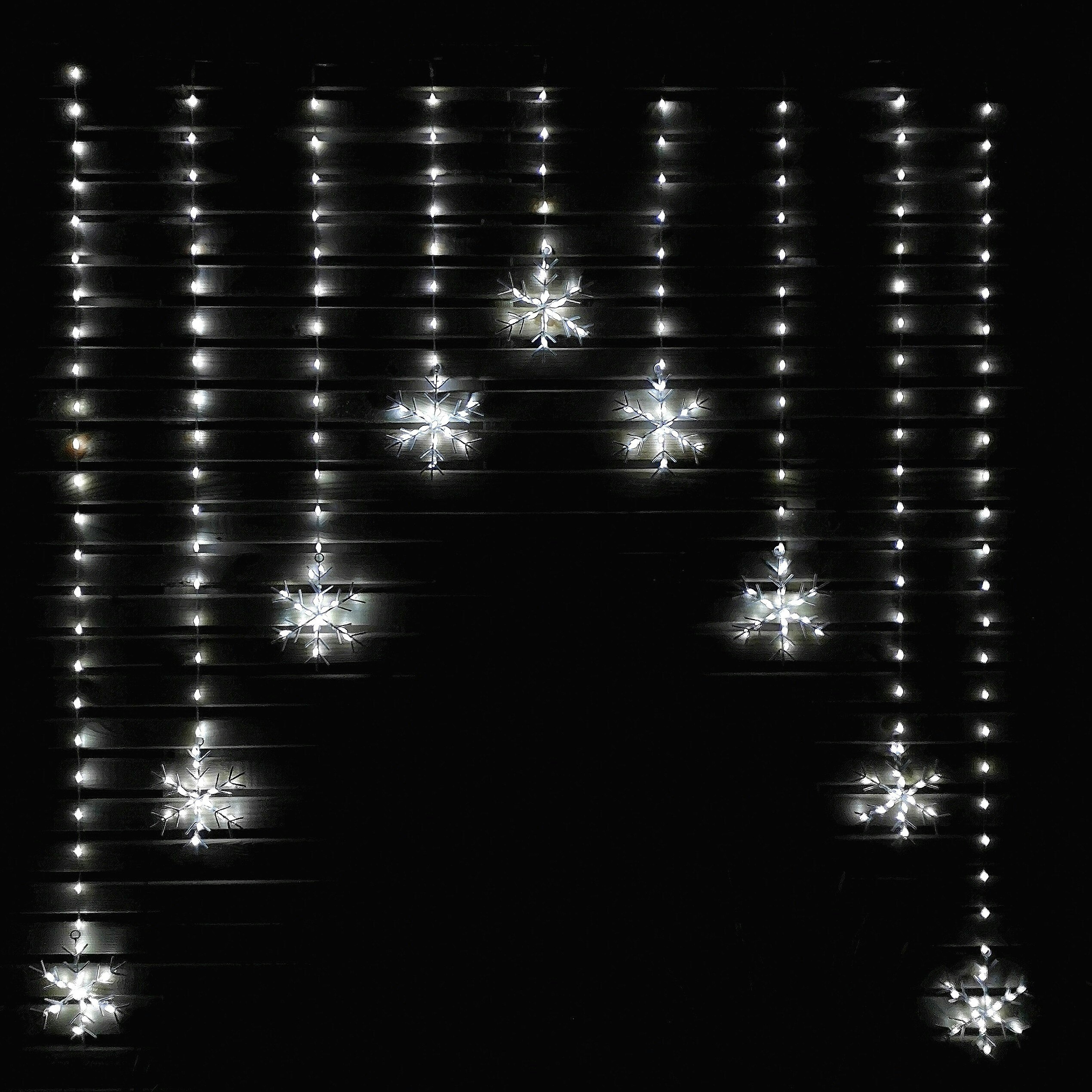 Samuel Alexander White Led Snowflake Curtain Lights Christmas Decorations In Cool 1.2M