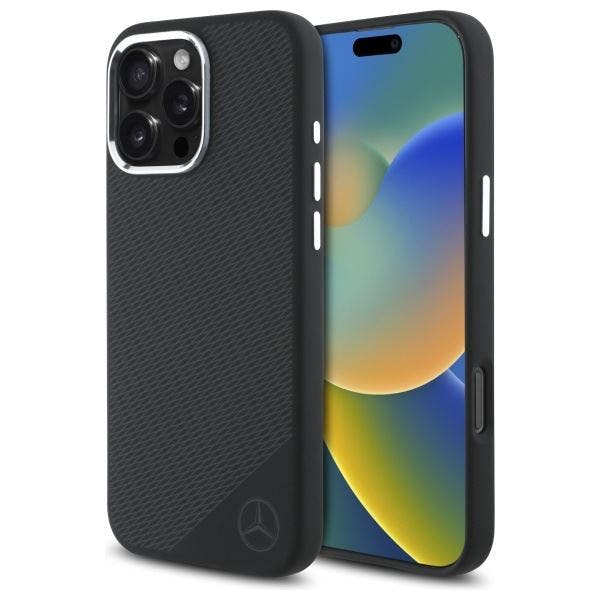 Mercedes Black Benz Silicone Tonal Logo Wood Pattern Case With Magsafe For Iphone 16 Pro Max 6.9" - Mehmp16x23sugdk