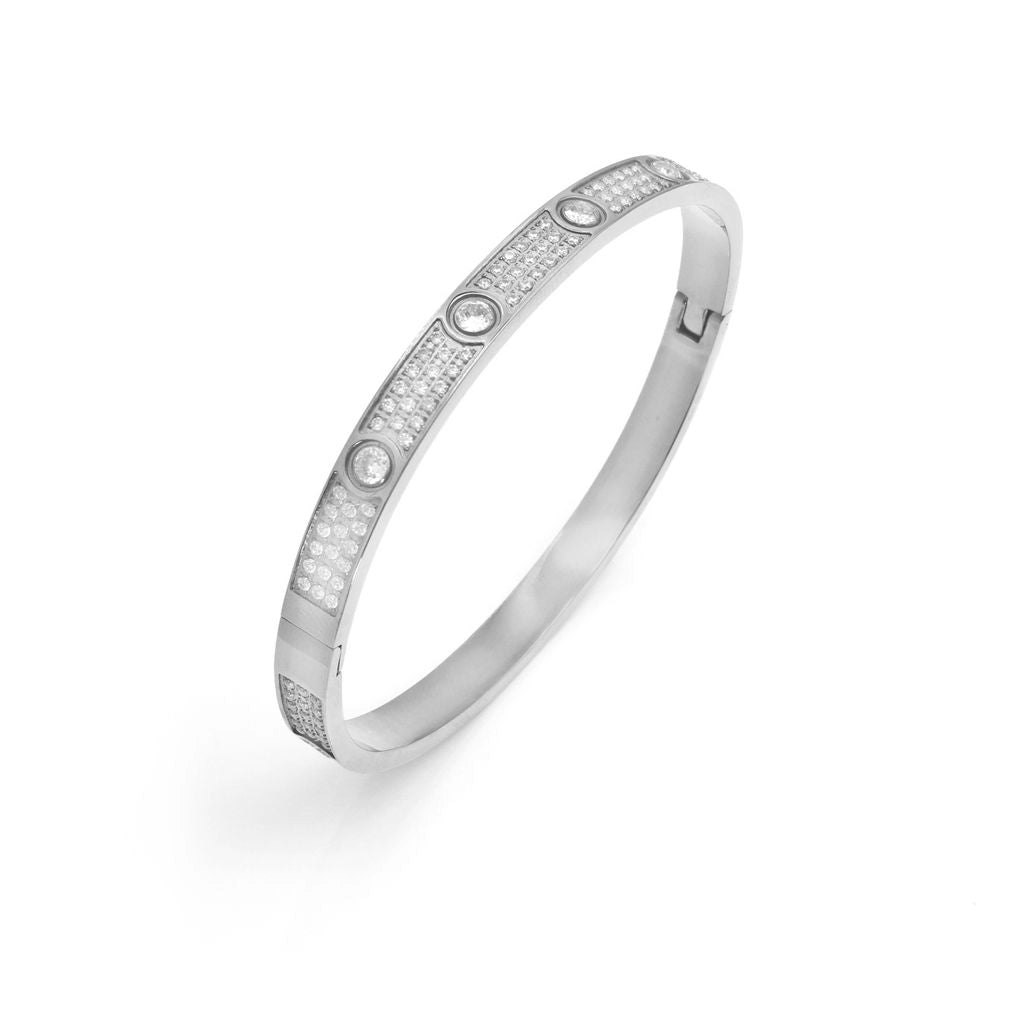 Say It With Silver Full Cz Stone Bangle - Classic