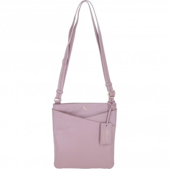 Ashwood Real Leather Zip Top Cross Body Bag: Curve - Wood Rose - Leather