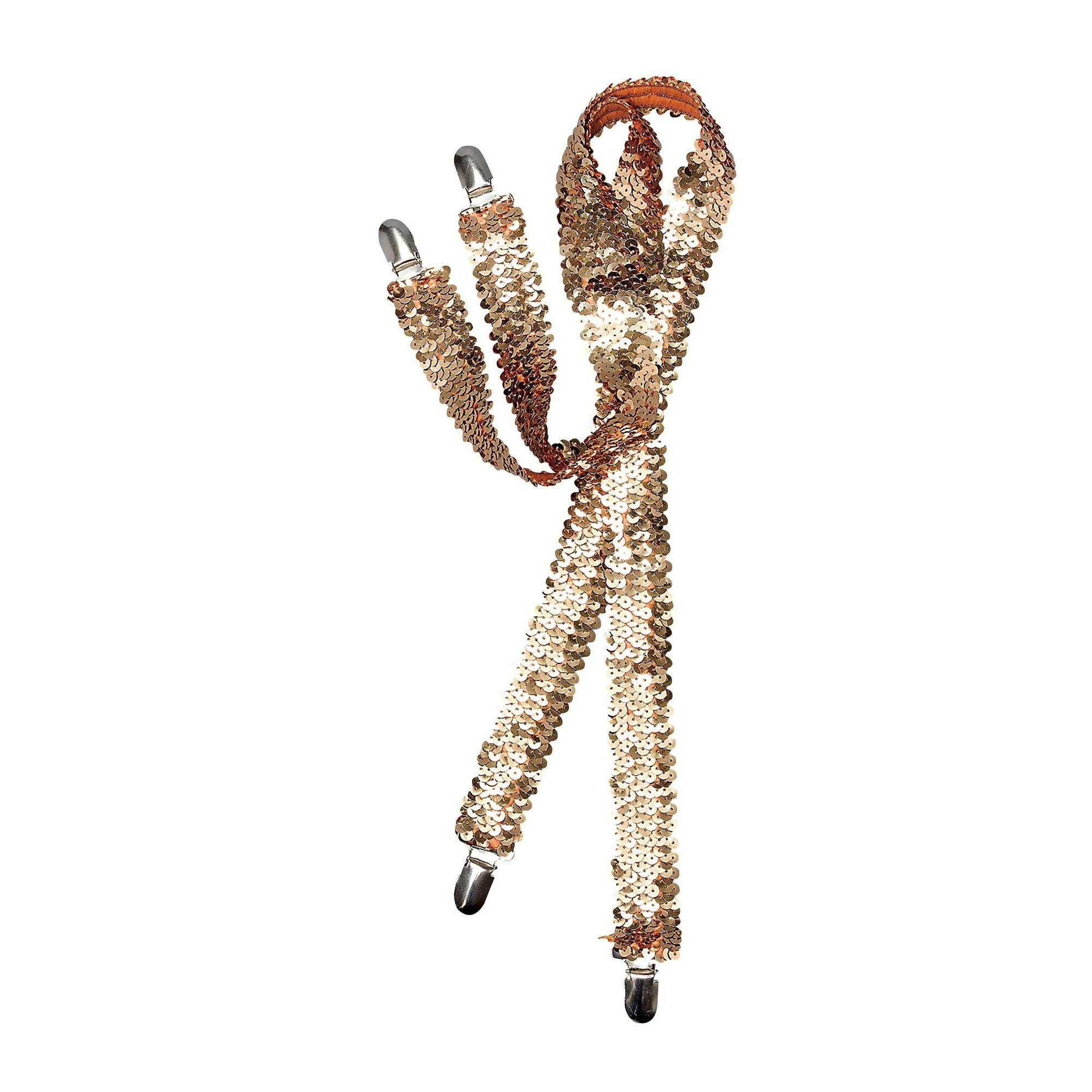 Bristol Novelty Unisex Gold Adults Sequin Braces - One Size