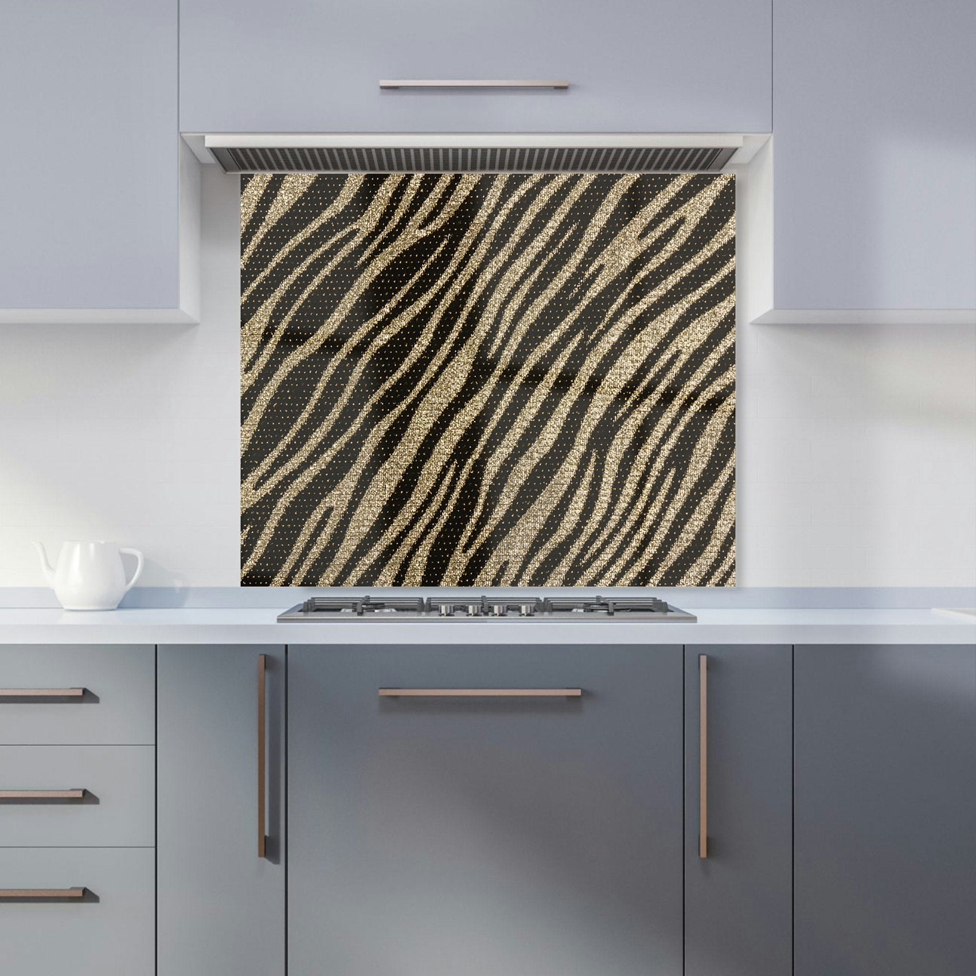 Warren Reed Golden - Designer Zebra Print Kitchen Splashback - W900mm X H750mm