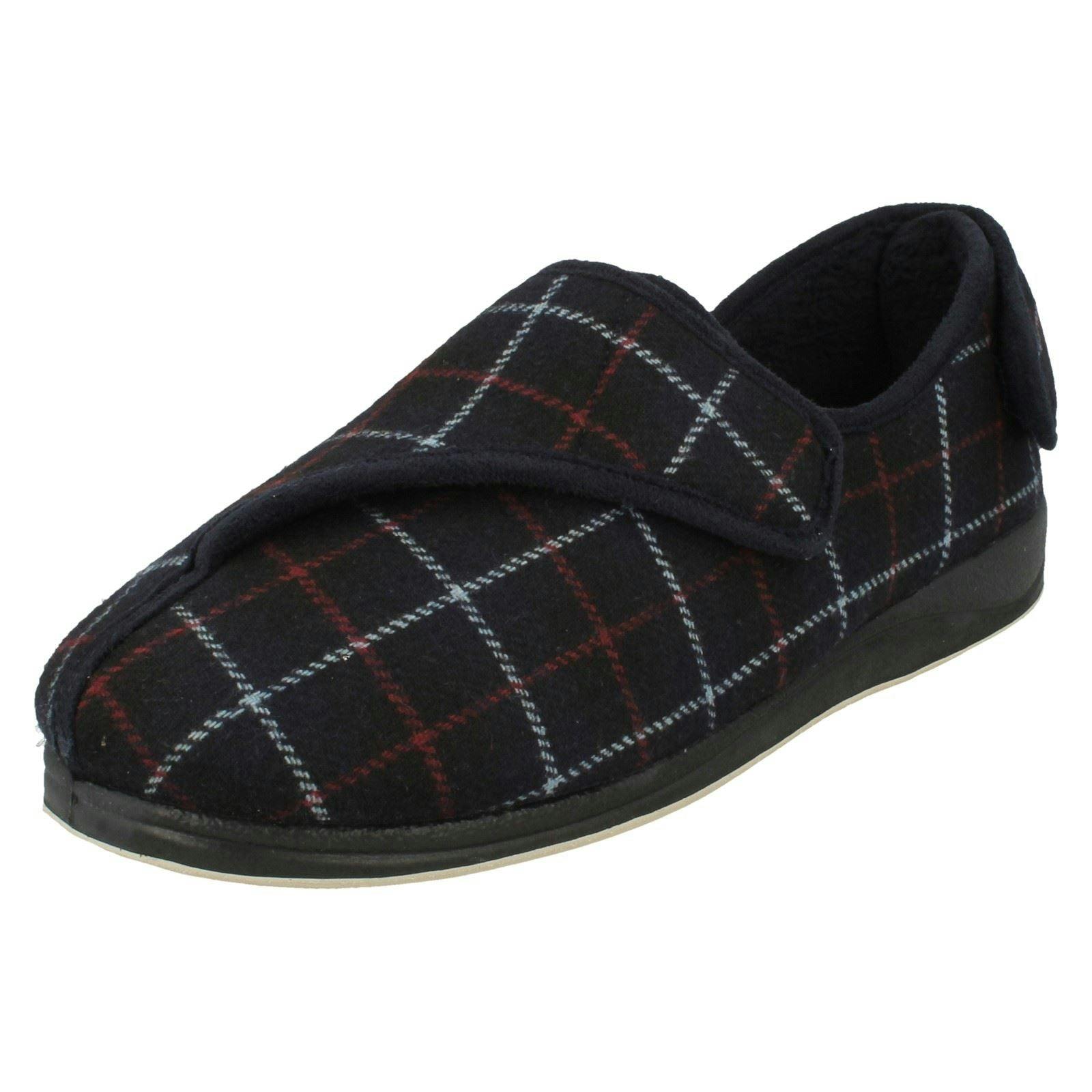 Padders Men's Adjustable Back Slippers Phillip - Navy - Uk 7