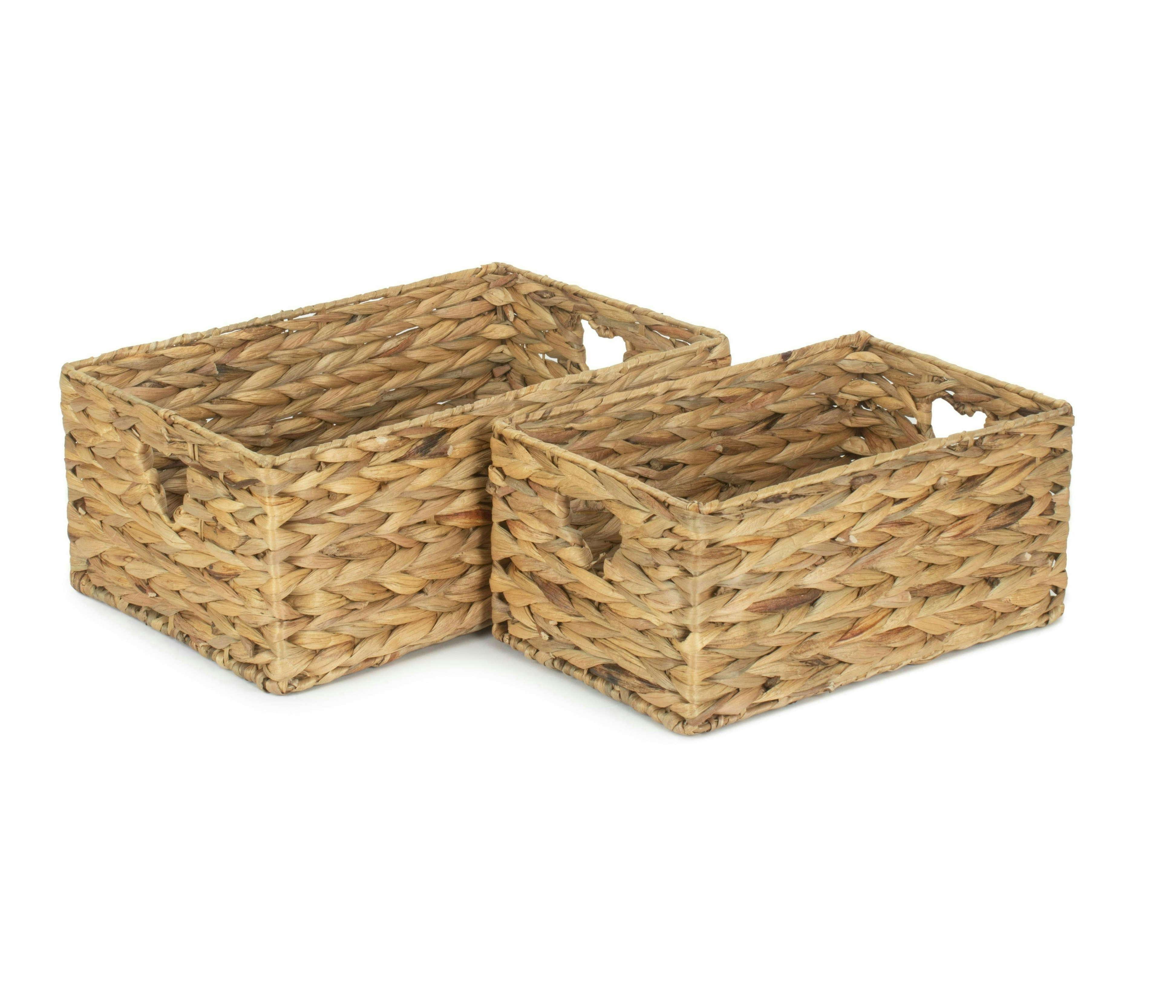 Red Hamper Shallow Water Hyacinth Storage Basket - Set Of 2