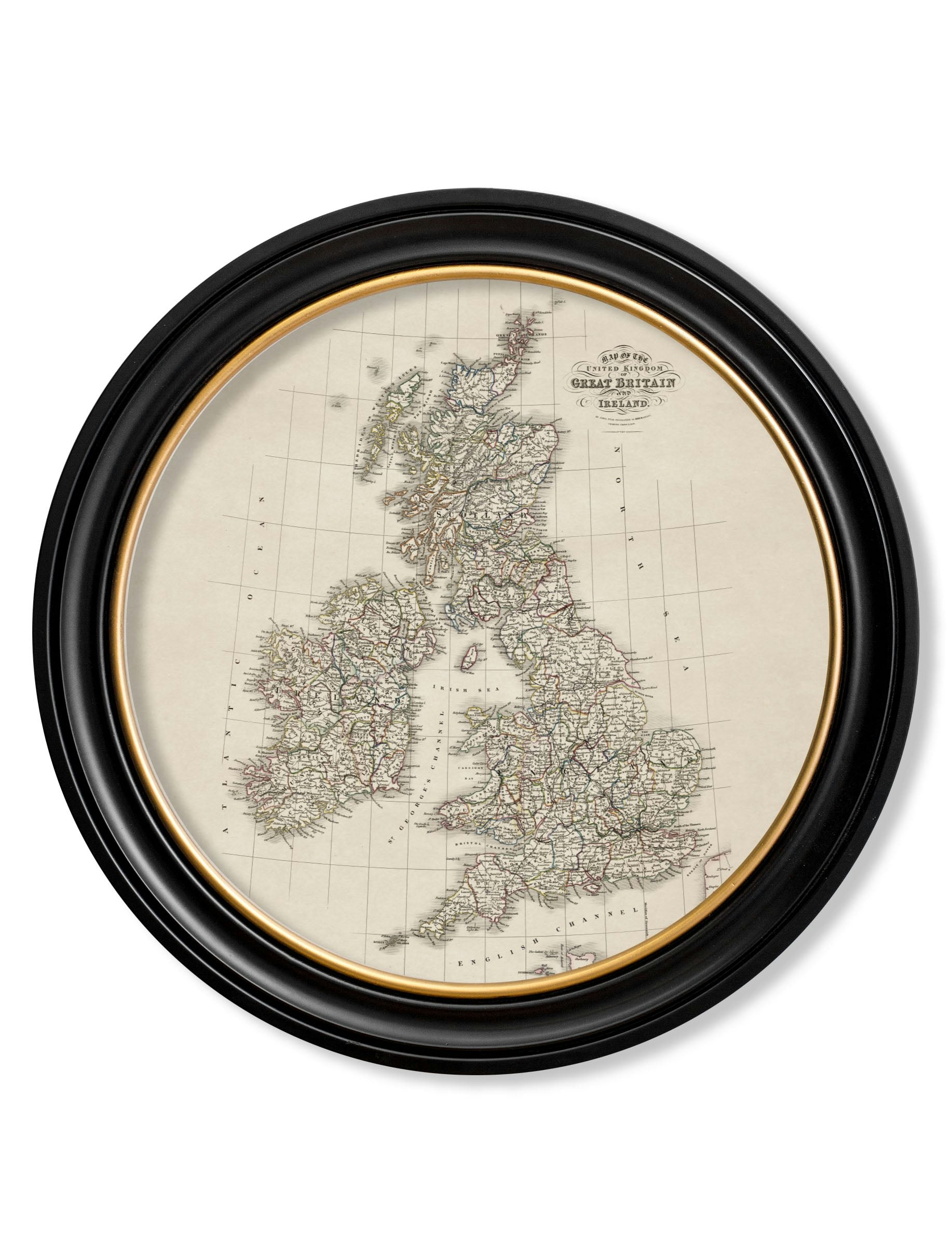 Rackhams C.1838 Map Of Great Britain - Round Frame - 70 X 70Cm - Oxford Round