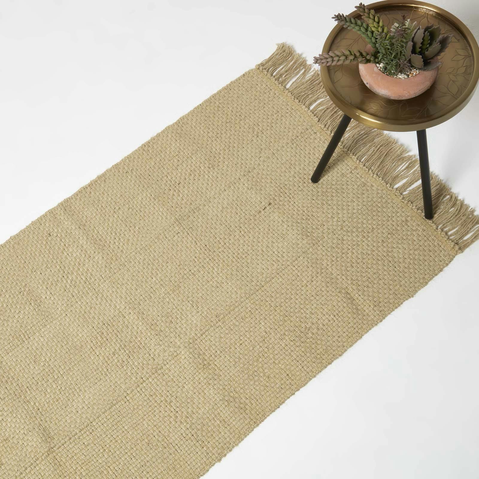 Homescapes Zaphyr Natural Handwoven Jute Rug With Tassels - 70 X 120 Cm