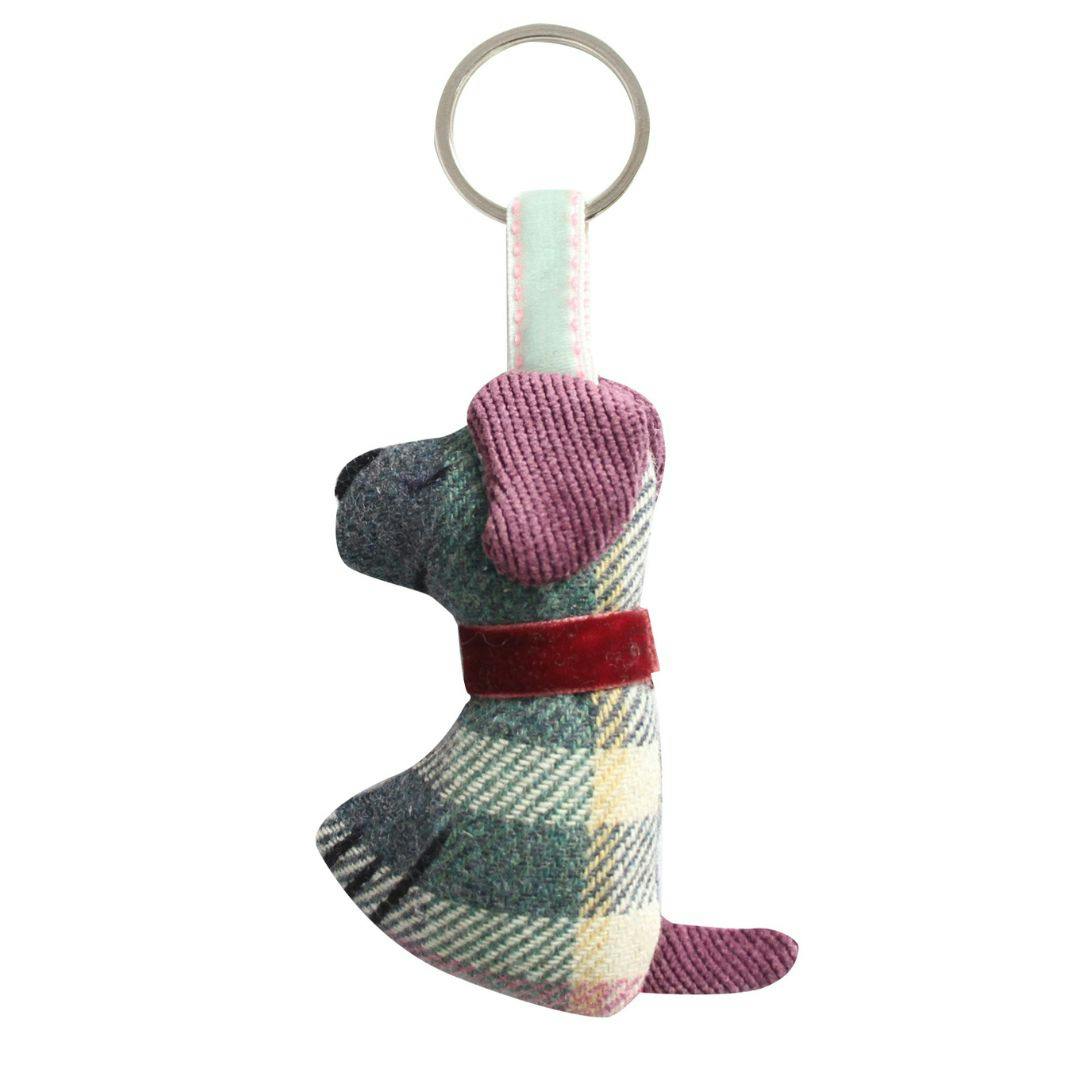 Earth Squared Tartan Tweed Dog Keyring - Multi