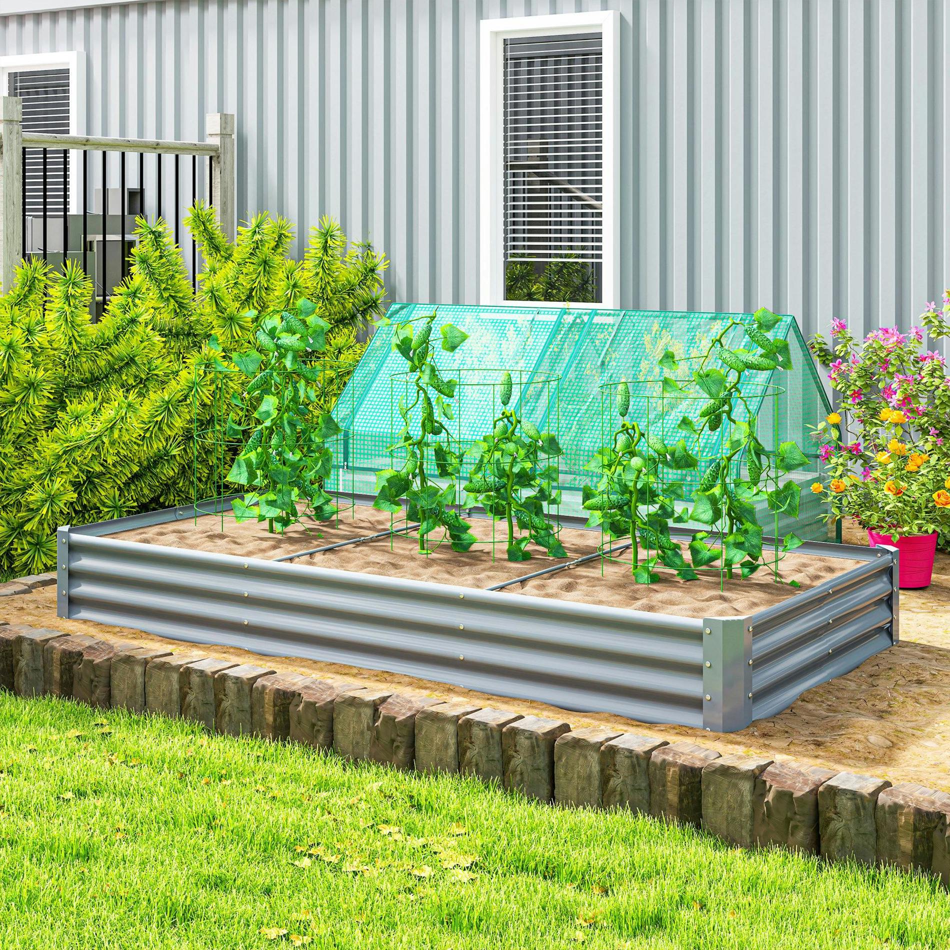 Rackhams Silver Galvanised Raised Garden Bed, 240X120x30cm Raised Bed,
