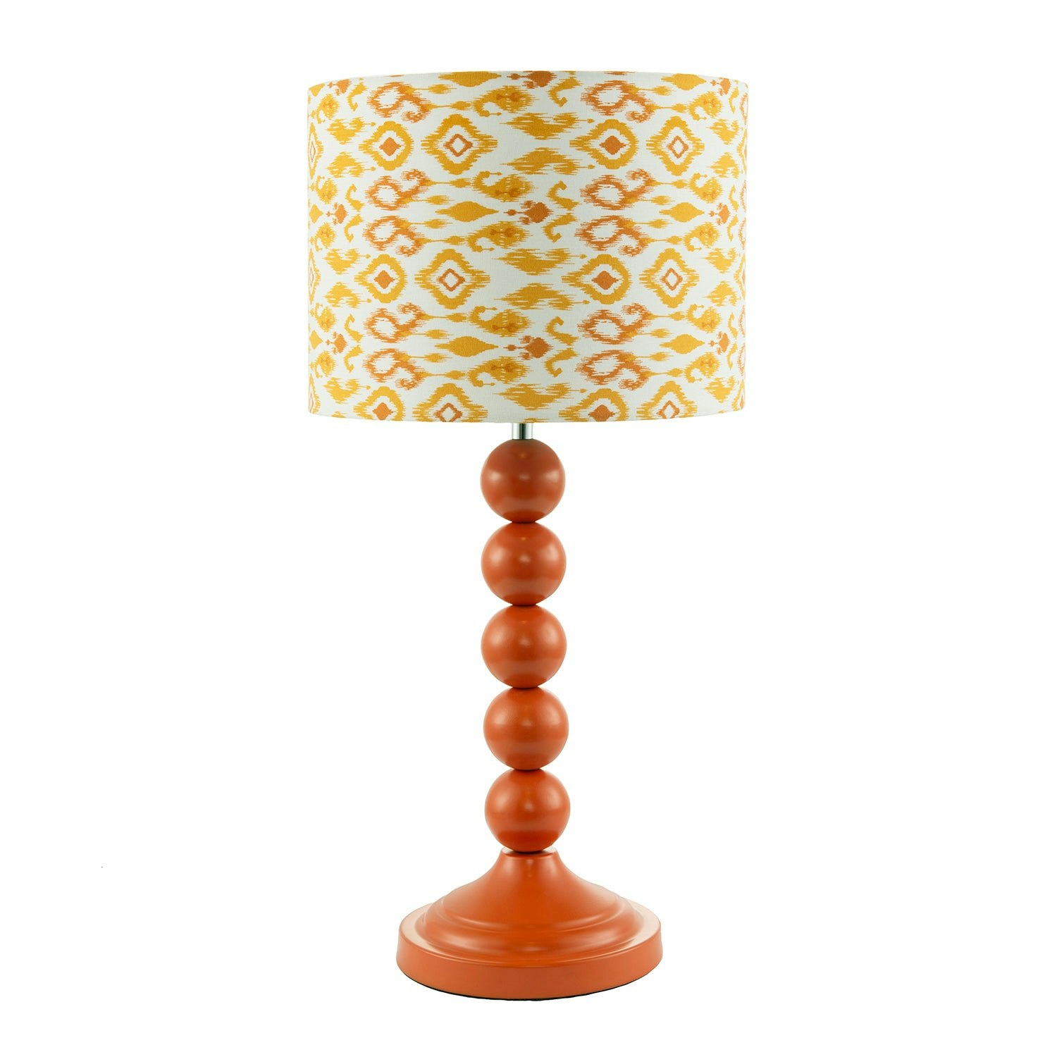 Rackhams Orange/Yellow Chic Table Lamp With Aztec Style And Fabric Shade