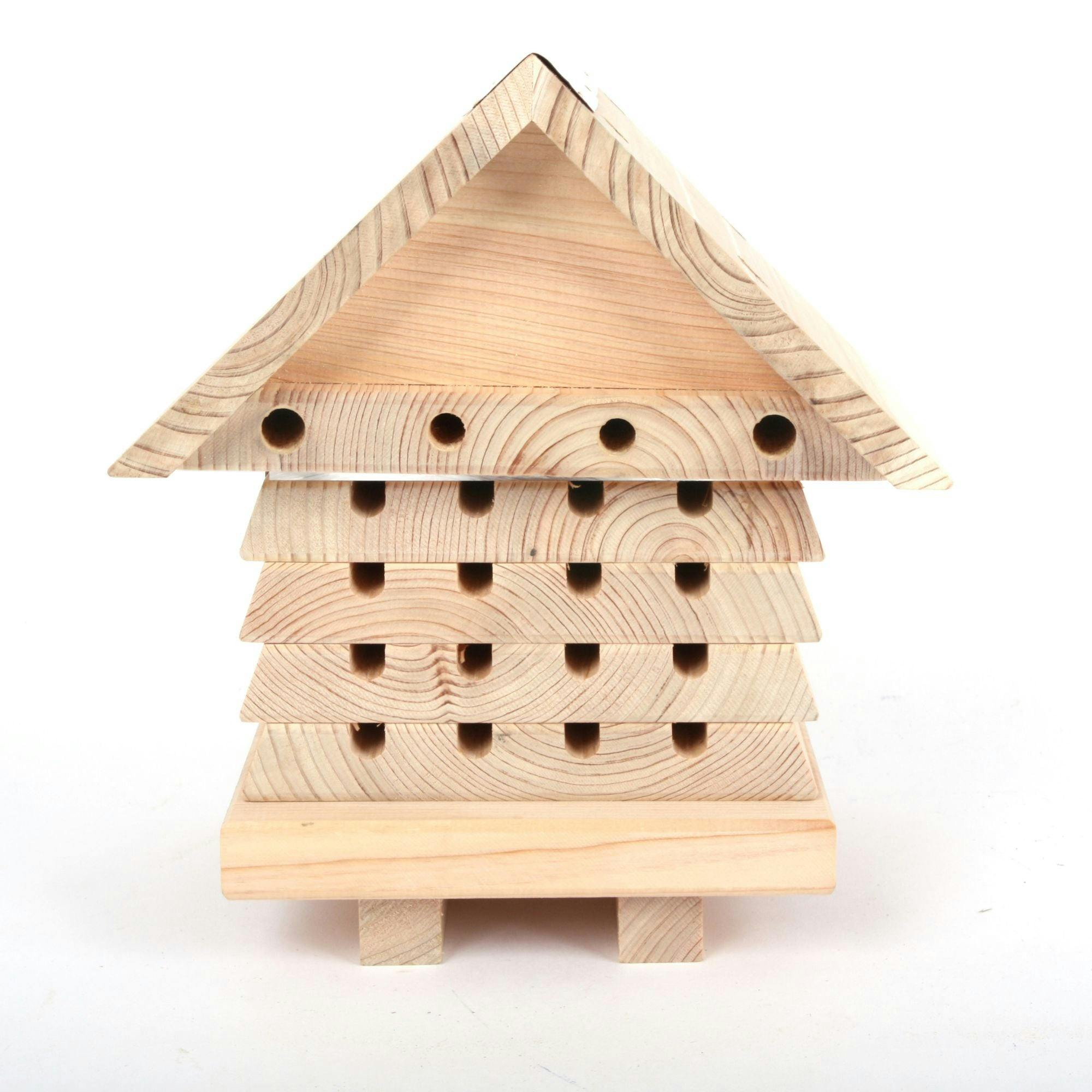 Green Interactive Solitary Bee Hive With Viewing Lid – Wooden Bee Hotel For Garden Pollinators