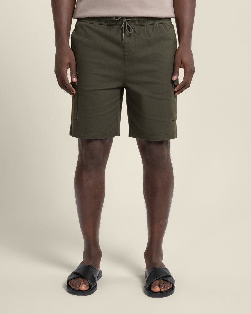 Larsson & Co Combat Pocket Stretch Chino Shorts - Khaki - 32R