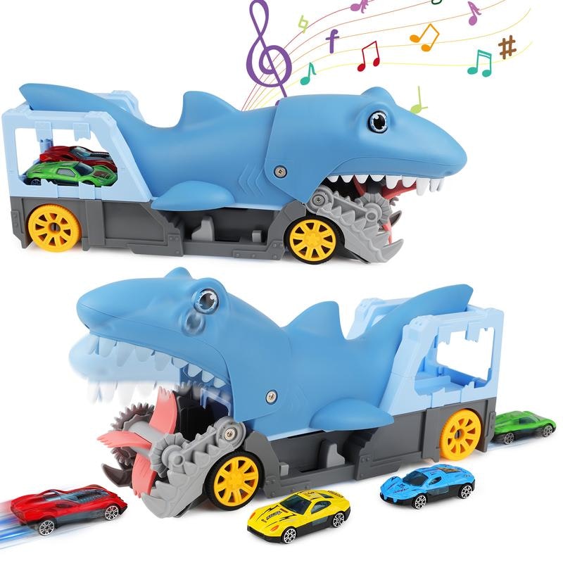 Deao Toys Blue Shark Devour Transport Car Playset - 3+