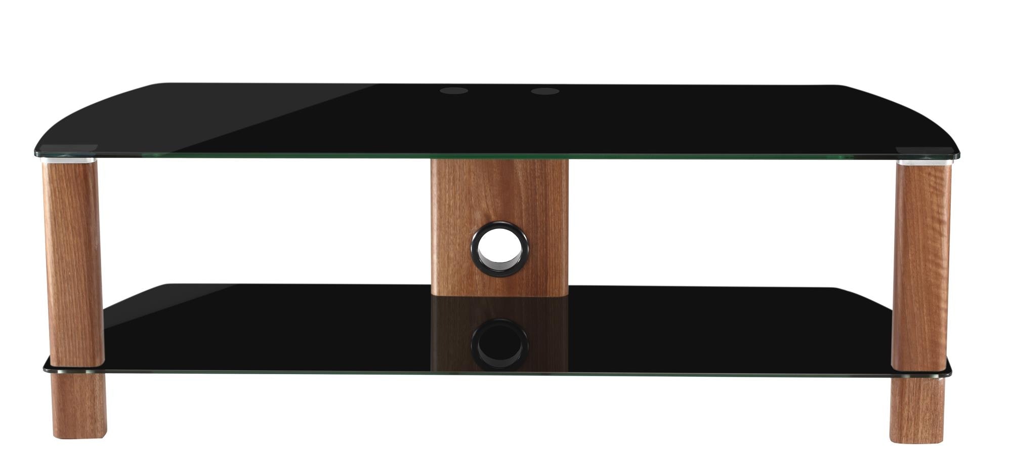 Rackhams Black/Brown Century Tv-Stand Walnut Look/ Glass Adce1200-Blk