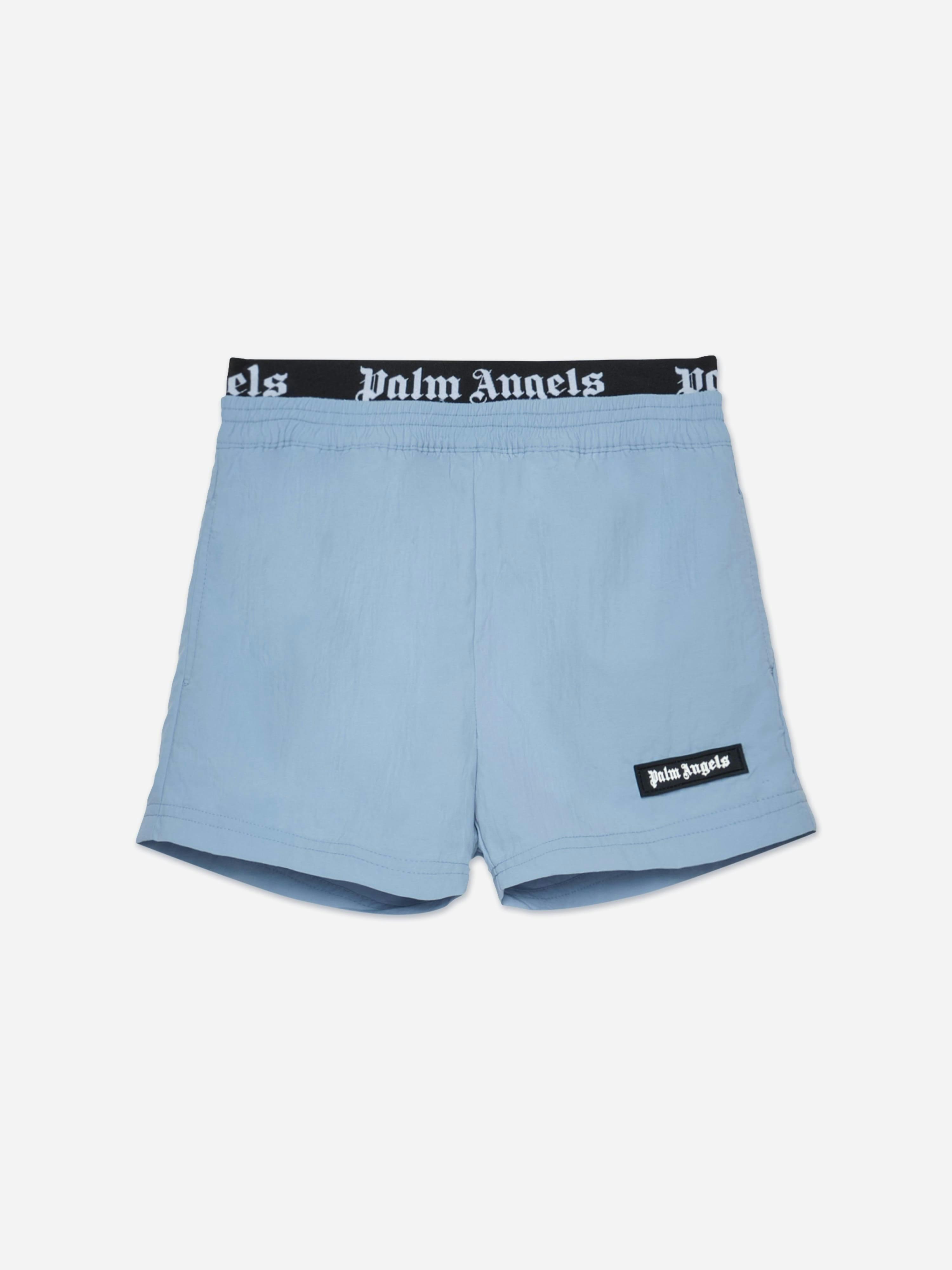 Palm Angels Boys Blue Elastic Band Logo Swim Shorts In - 8 Yrs