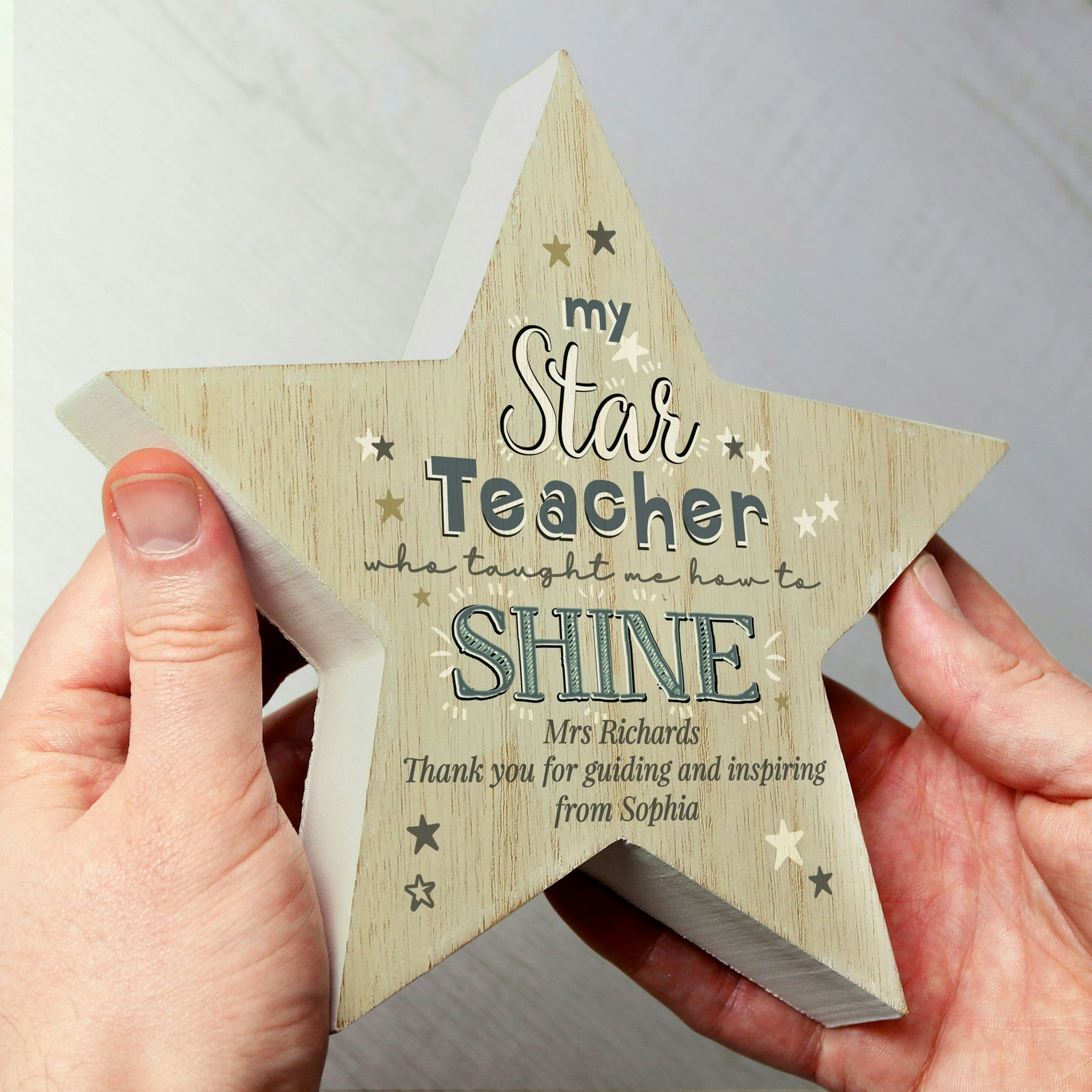 Personalised Memento Company Personalised My Star Teacher Rustic Wooden Star Decoration