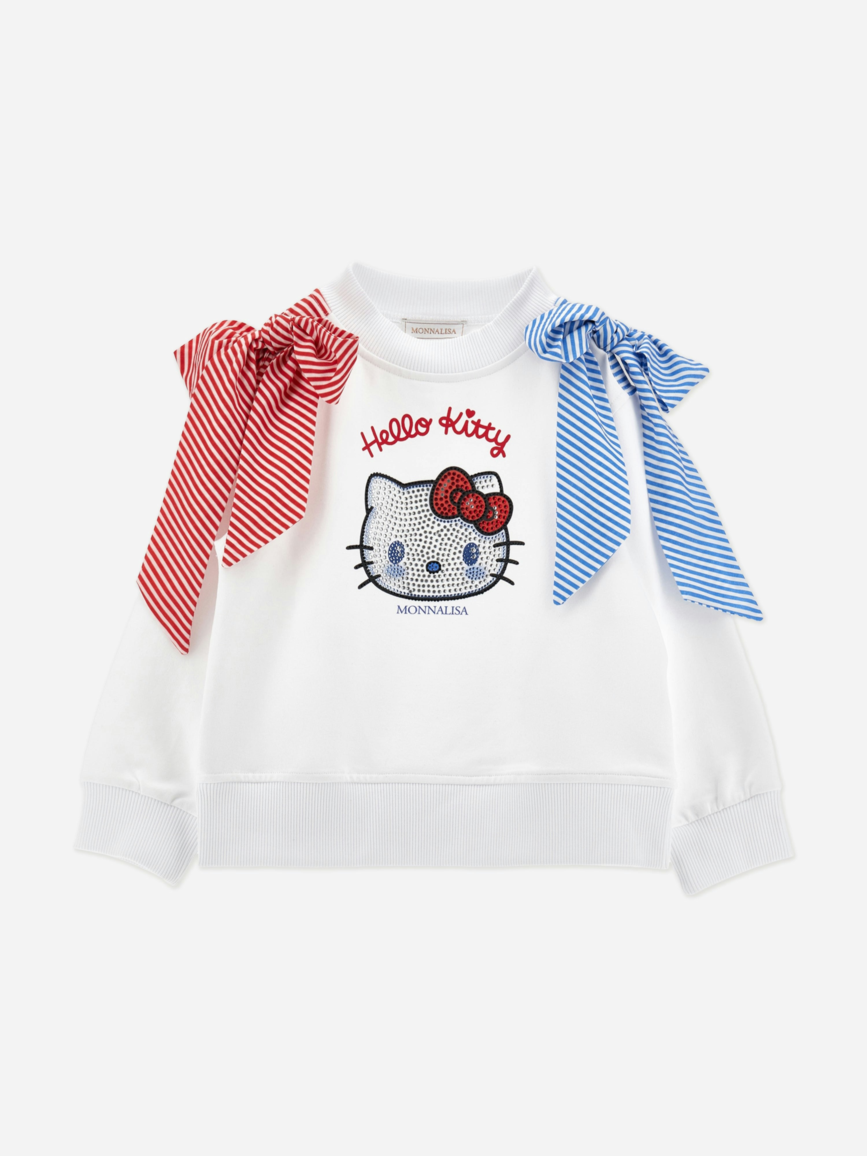 Monnalisa Girls White Hello Kitty Sweatshirt In - 6 Yrs