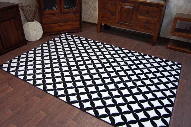 Rackhams Black/White Sketch Rug - & Diamonds - 160Cm X 220Cm