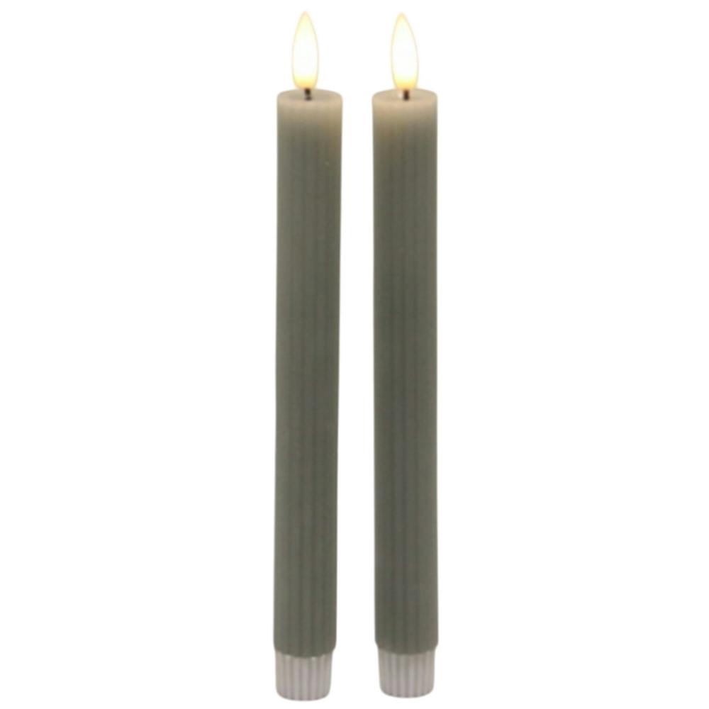 Hill Interiors Grey Luxe Collection Ribbed Taper Candle - One Size - 100% Mixed