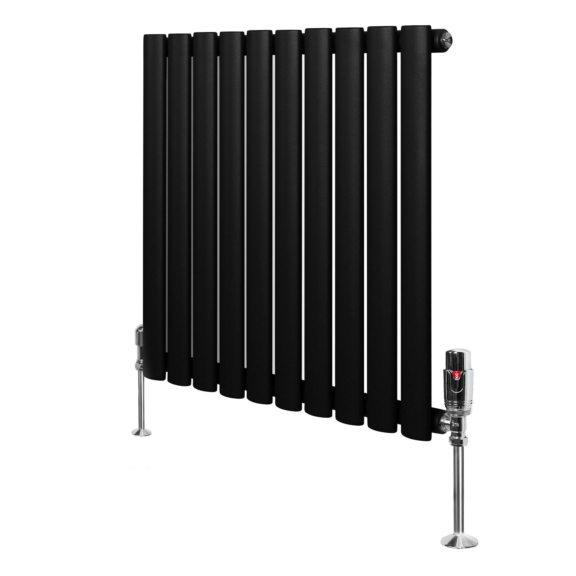 Monstershop Black Oval Single Column Radiator & Valves – 600Mm X 600Mm –