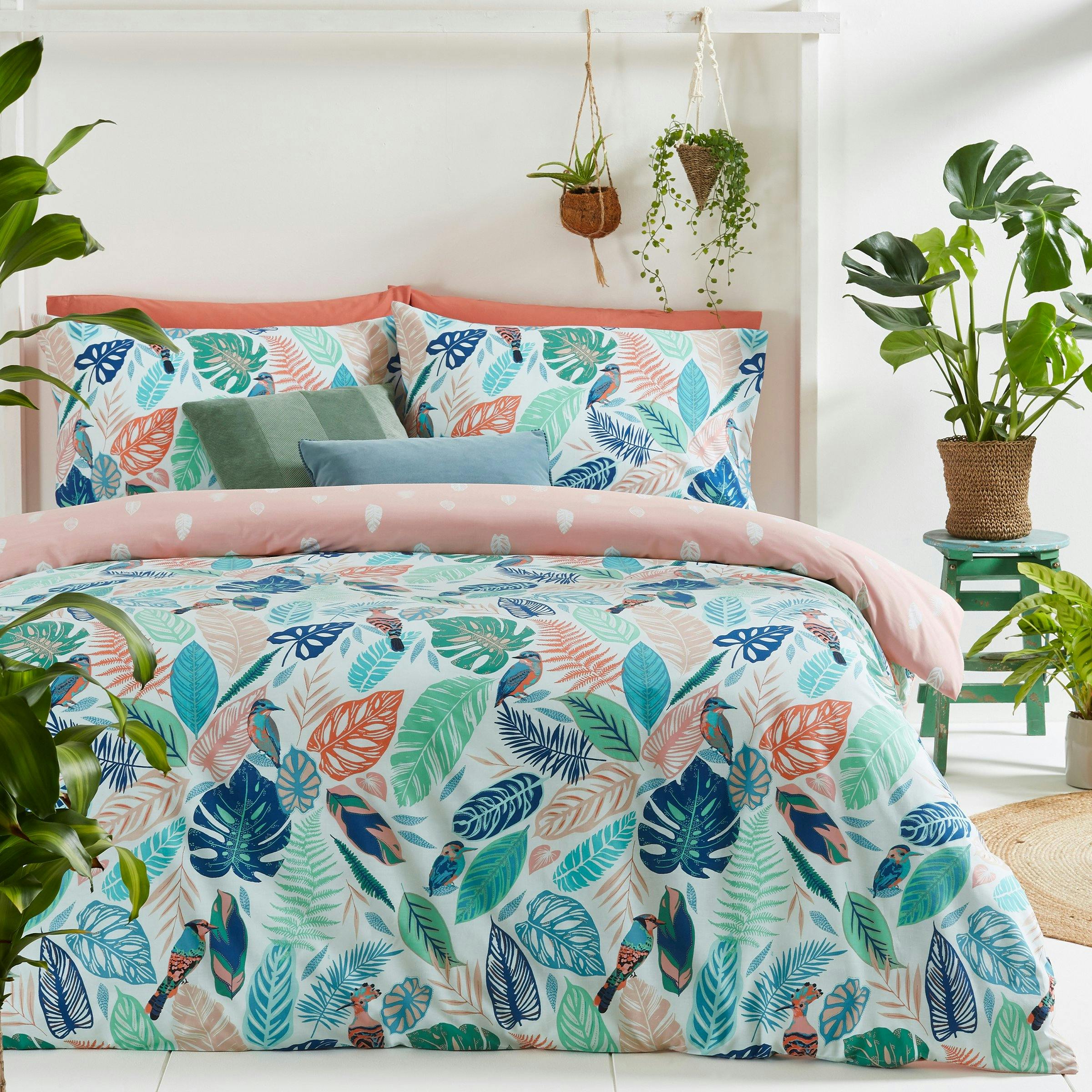Furn Guava Tropical Duvet Cover Set - Multicoloured - Double - Multicoloured - 50% Polyester/50% Cotton